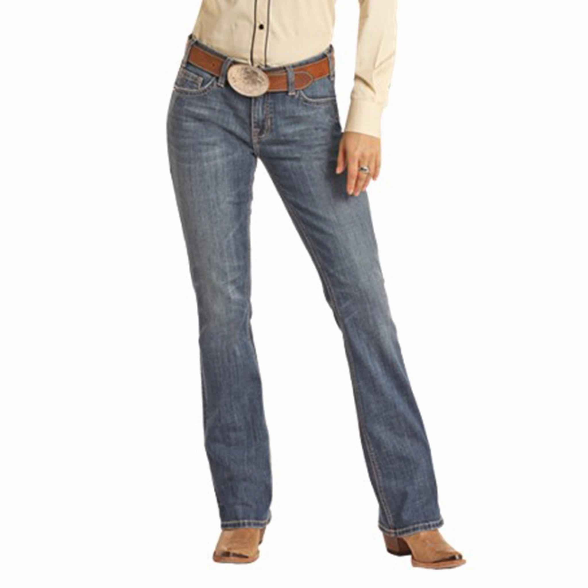 Quality Staple Closet Must Rock & Roll Denim Women's Petal Stitch Embroidered Jean