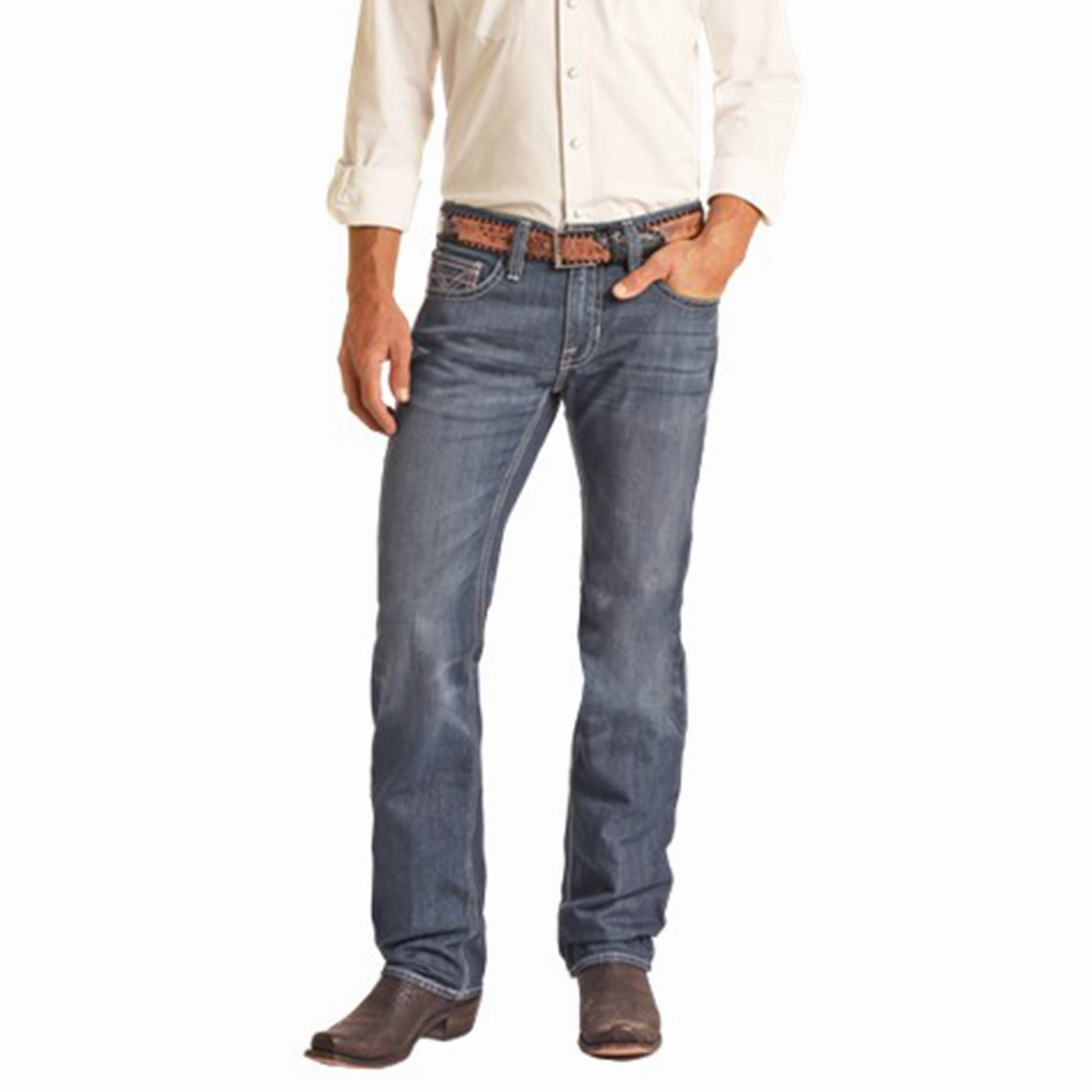 Rock & Roll Men's 2 Tone Pistol Dark Vintage Jeans Neutral Smooth