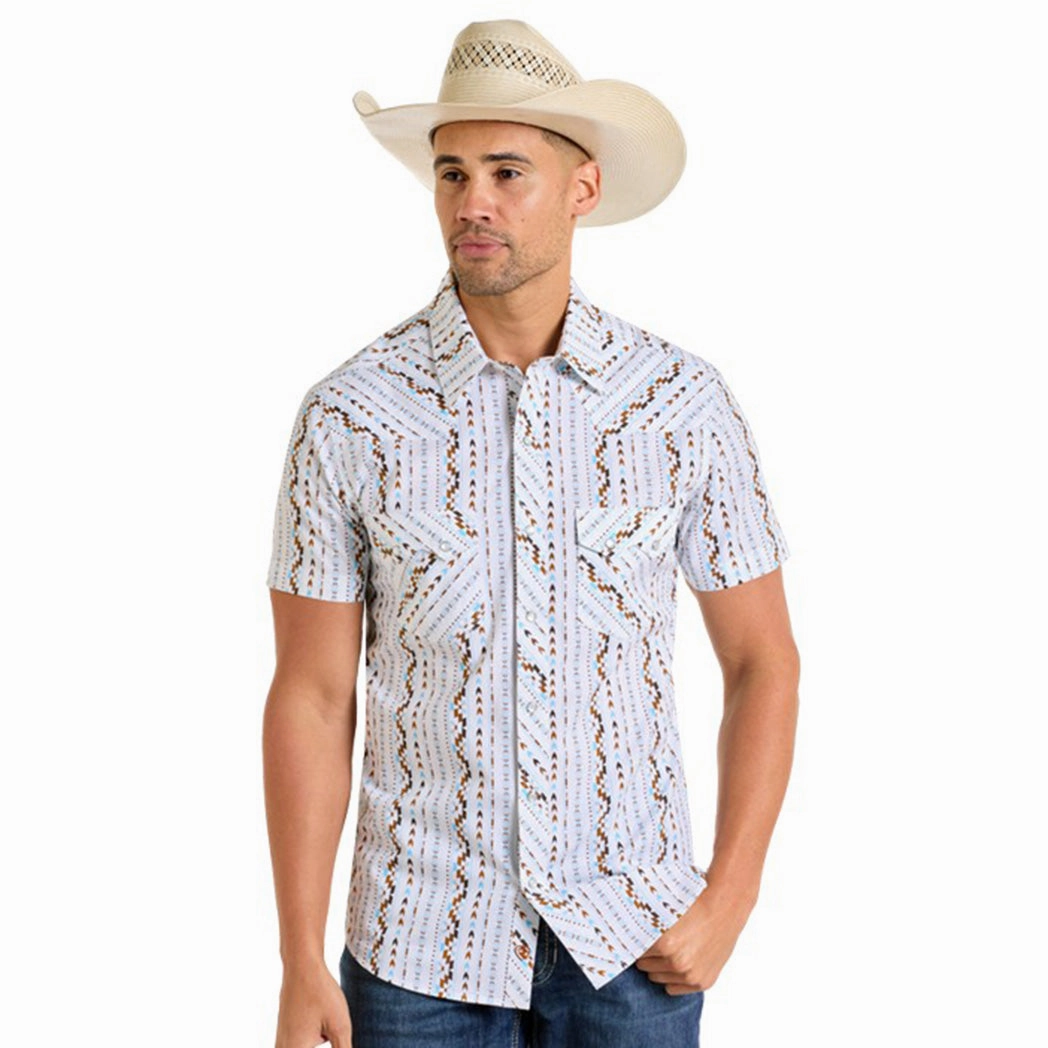 Smart Design Rock & Roll Men's Aztec Stripe Shirt
