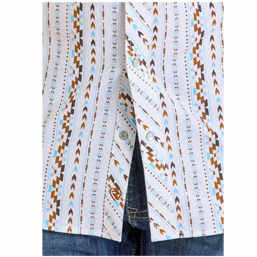 Distressed finish Seamless Shoulder Rock & Roll Men's Aztec Stripe Shirt