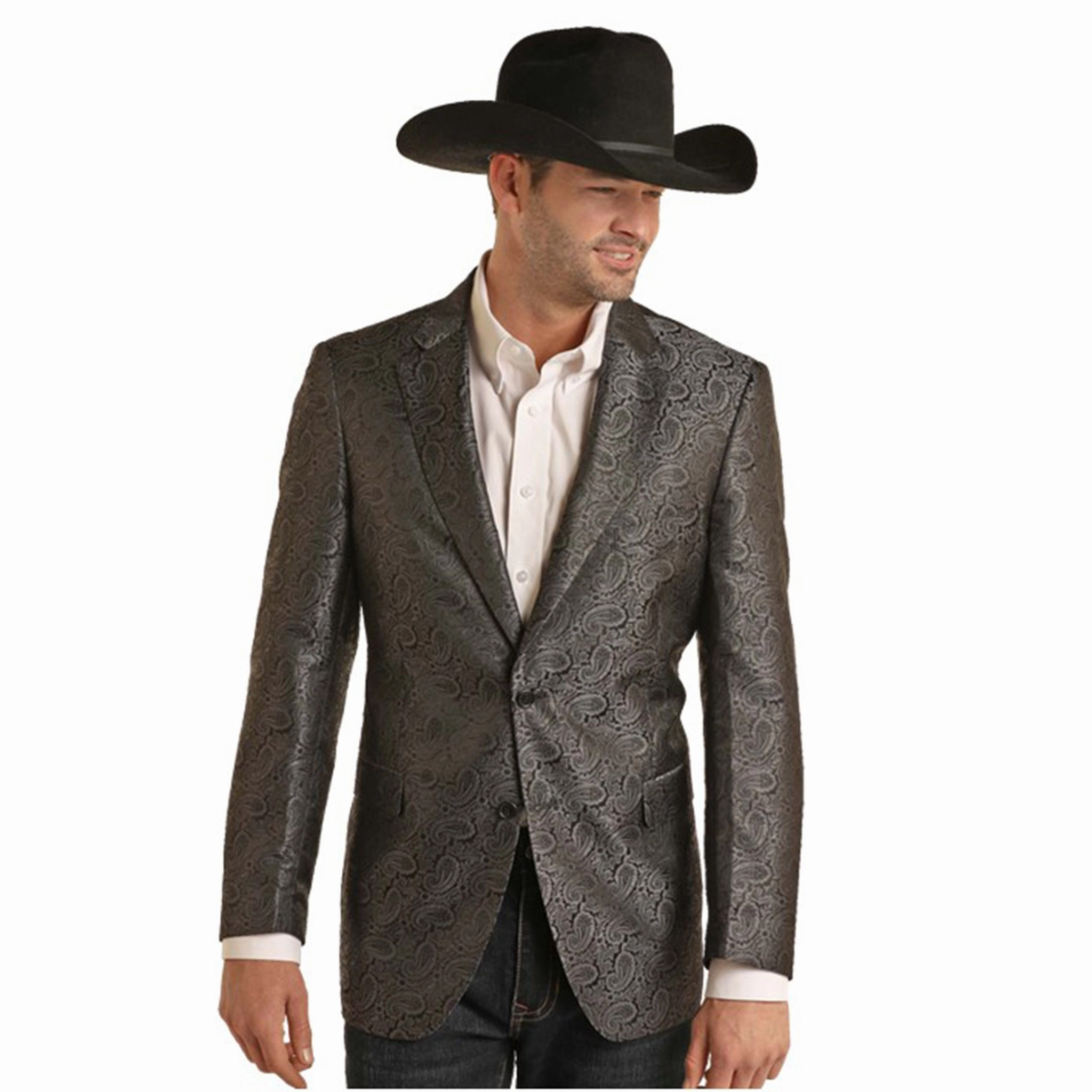 Non Restrictive Tailoring Rock & Roll Men's Black Jacquard Sports Coat