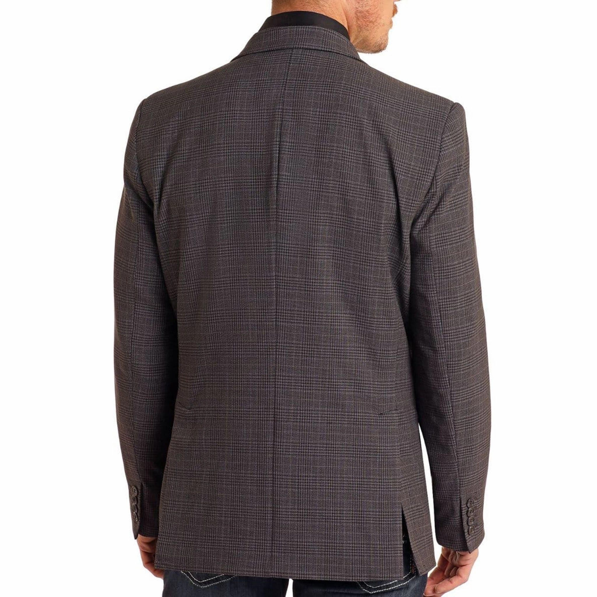 Rock & Roll Men's Black Plaid Sports Coat Magnetic Closure Options Active Wear
