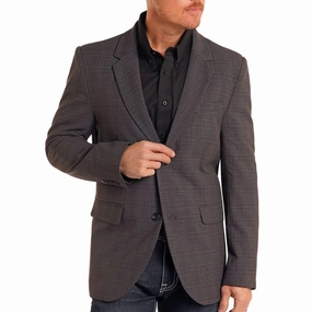 Rock & Roll Men's Black Plaid Sports Coat CompactFoldable Non Restrictive Movement