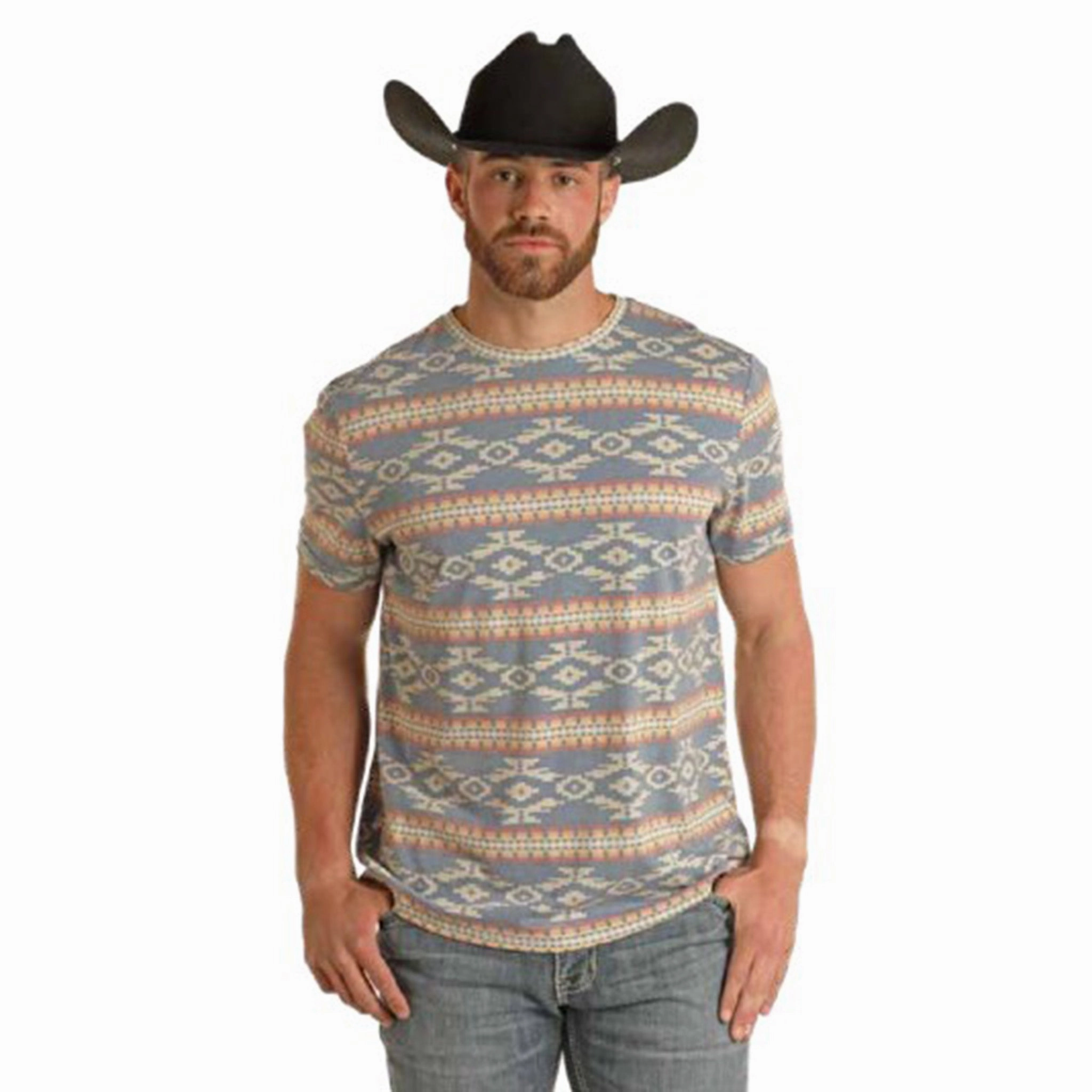 Rock & Roll Men's Blue/Multi Aztec Tee Gift Idea