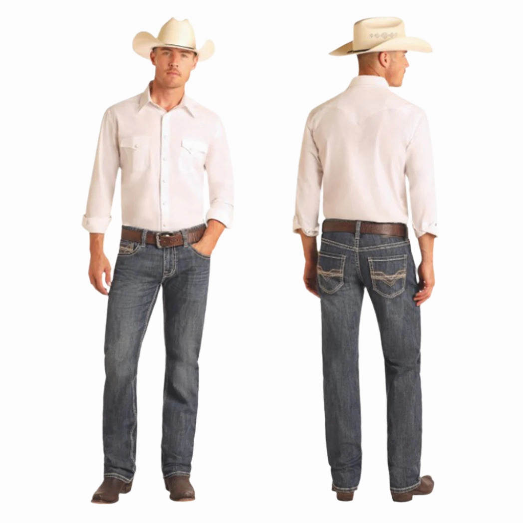 Zero Waste Pattern Design Everyday Fashion Lover Rock & Roll Men's Dark Vintage Pistol Straight Leg Jeans