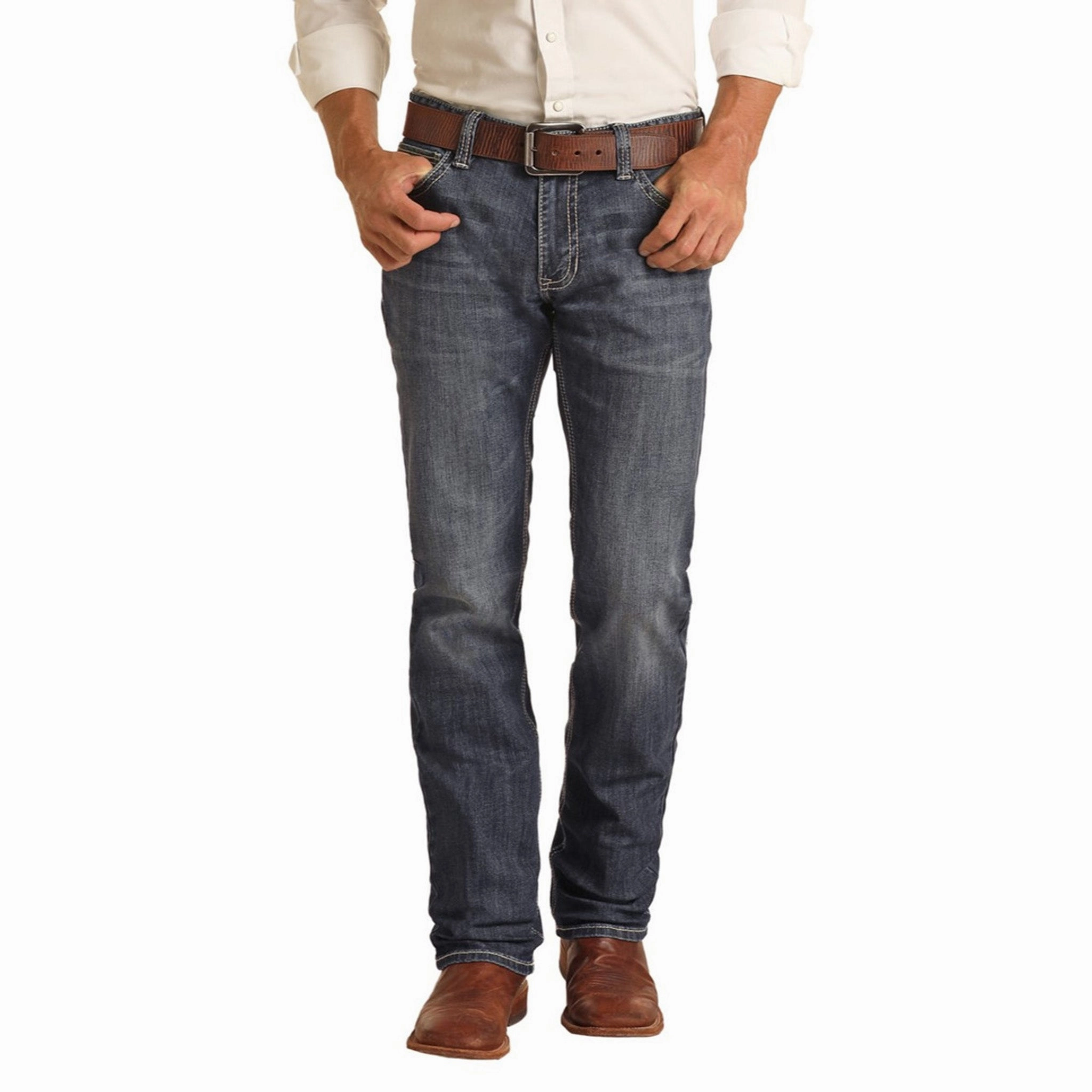 Rock & Roll Men's Med Wash Straight Leg Jeans Autumn Days Family Style Eco Friendly Anti Bacterial Treatment