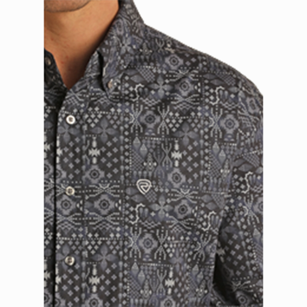 Anti Static Fabric Rock & Roll Men's Navy Bandana Long Sleeve