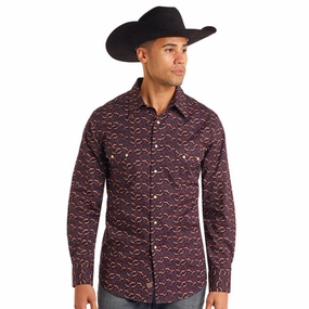 Rock & Roll Men's Pearl Snap Long Sleeve color block