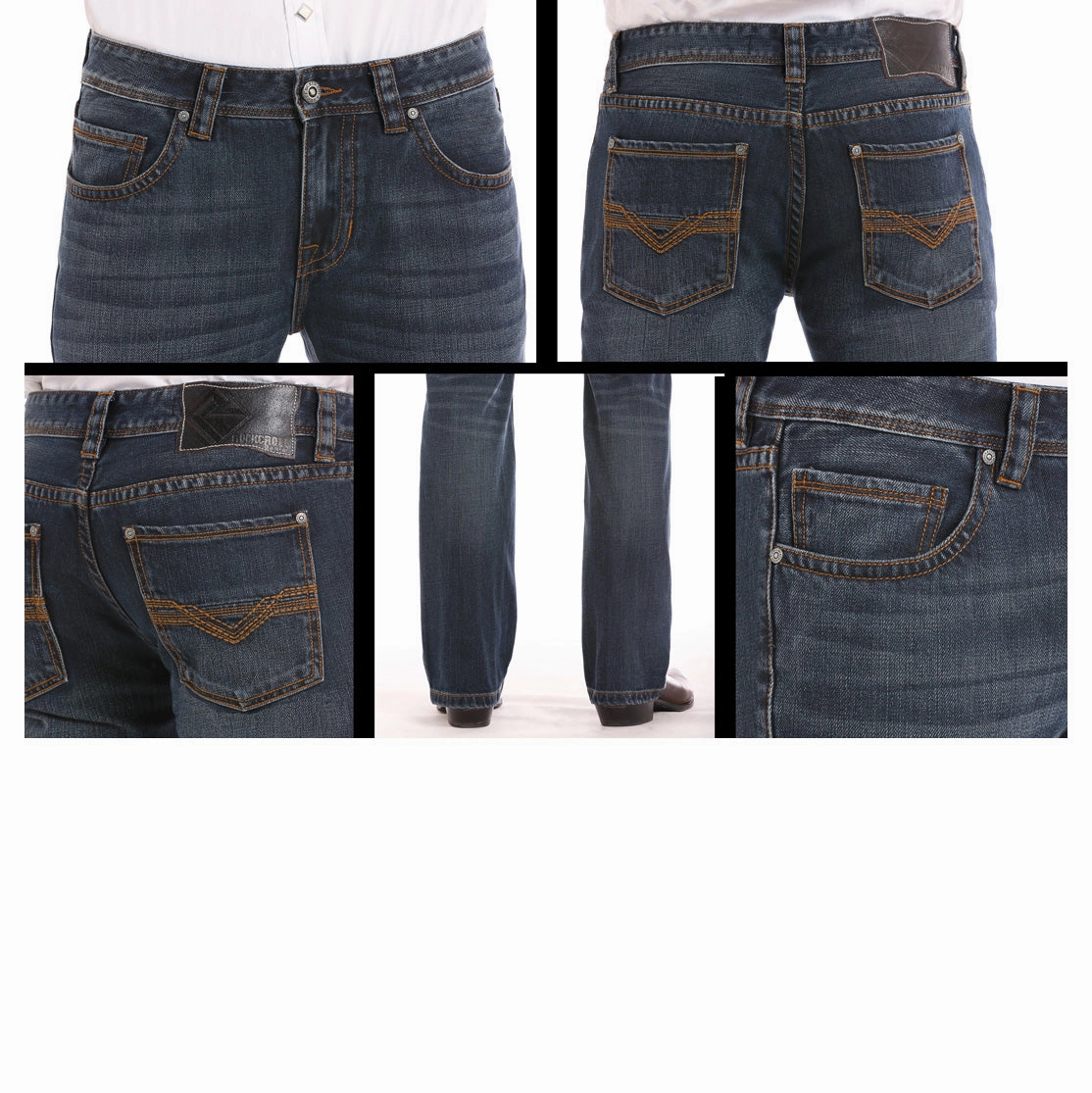 Minimalist Weekend Getaway Casual Rock & Roll Men's Regular Fit Pistol Straight Leg Dark Wash Jean