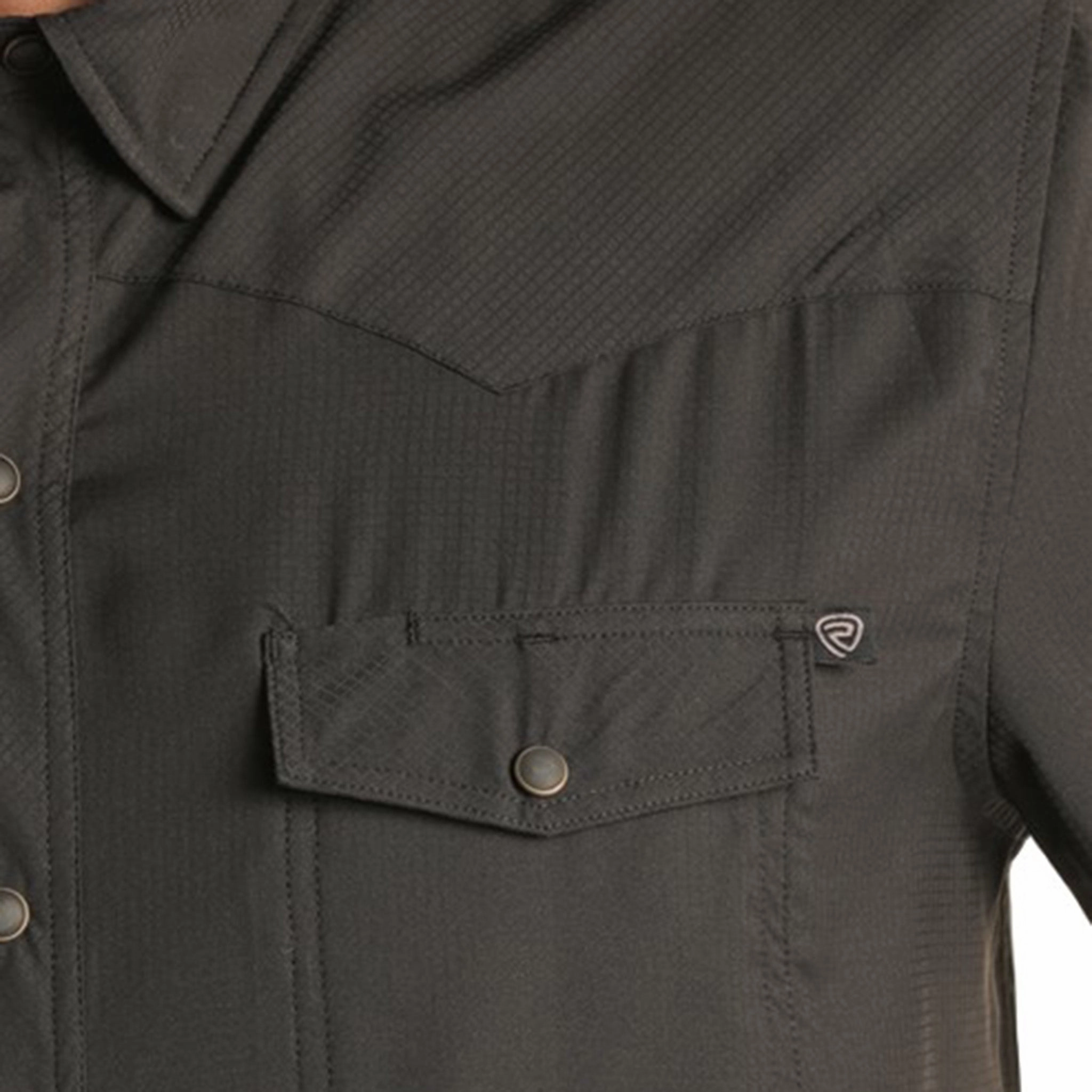 Rock & Roll Men's Solid Black Ripstop Tek Shirt Seasonal Essential Versatile Wear