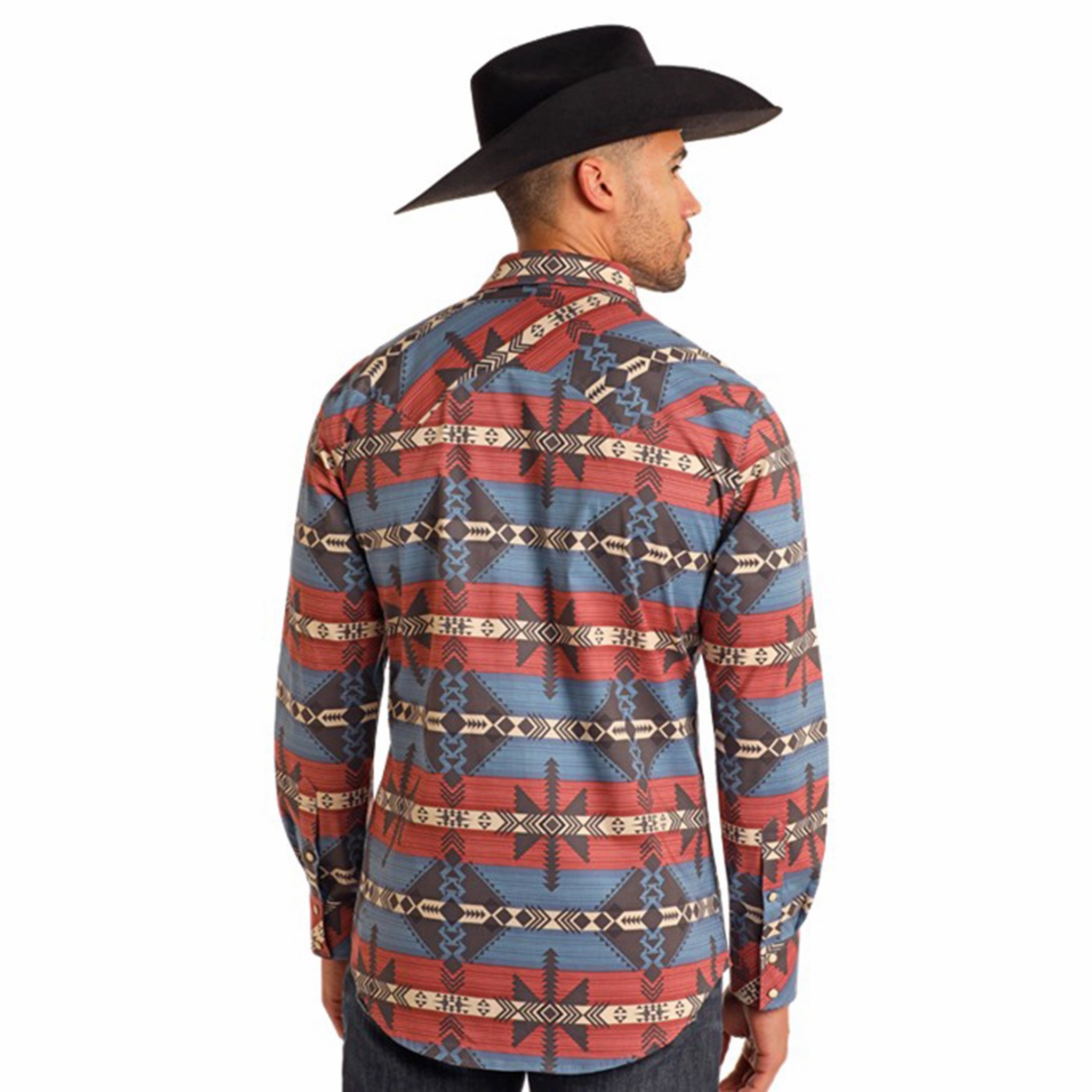 gender-neutral Rock & Roll Men's Southwestern Print Pearl Snap Shirt