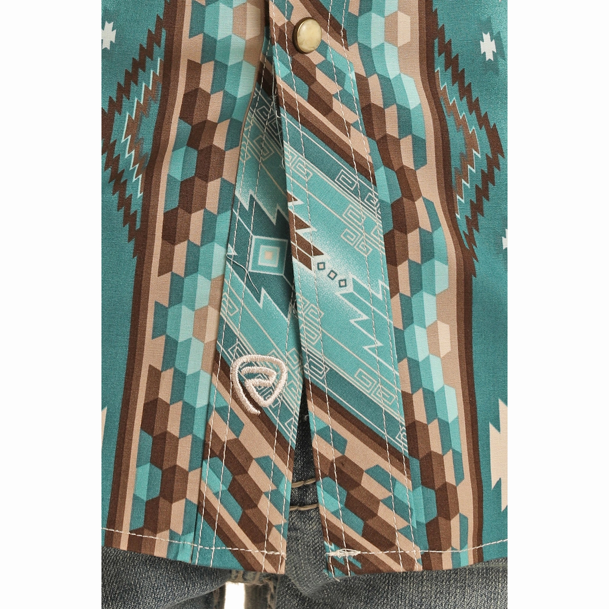 Rock & Roll Men's Turquoise & Brown Aztec Long Sleeve Trendy Design formal dinner