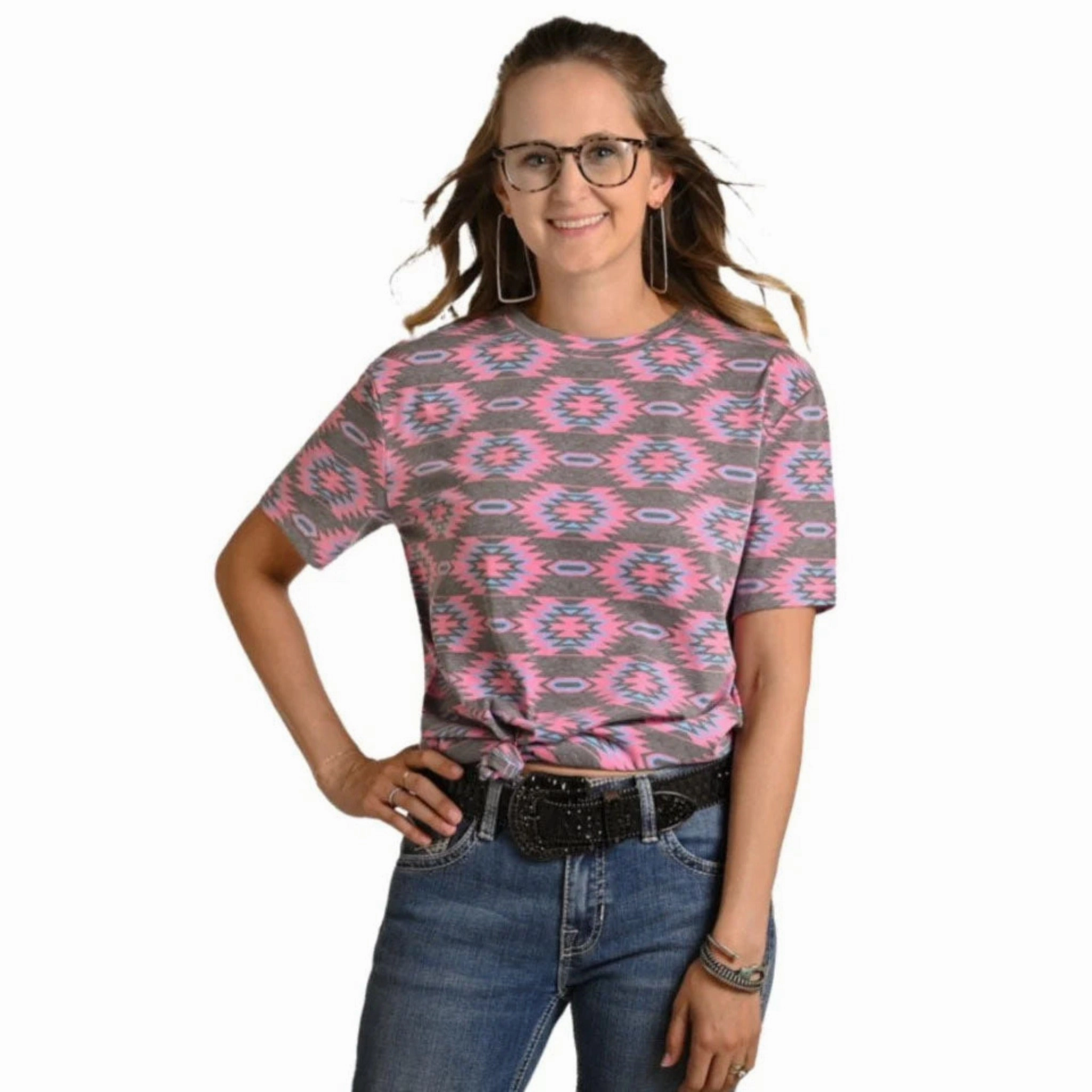 Rock & Roll Pink Aztec Tee Active Tee