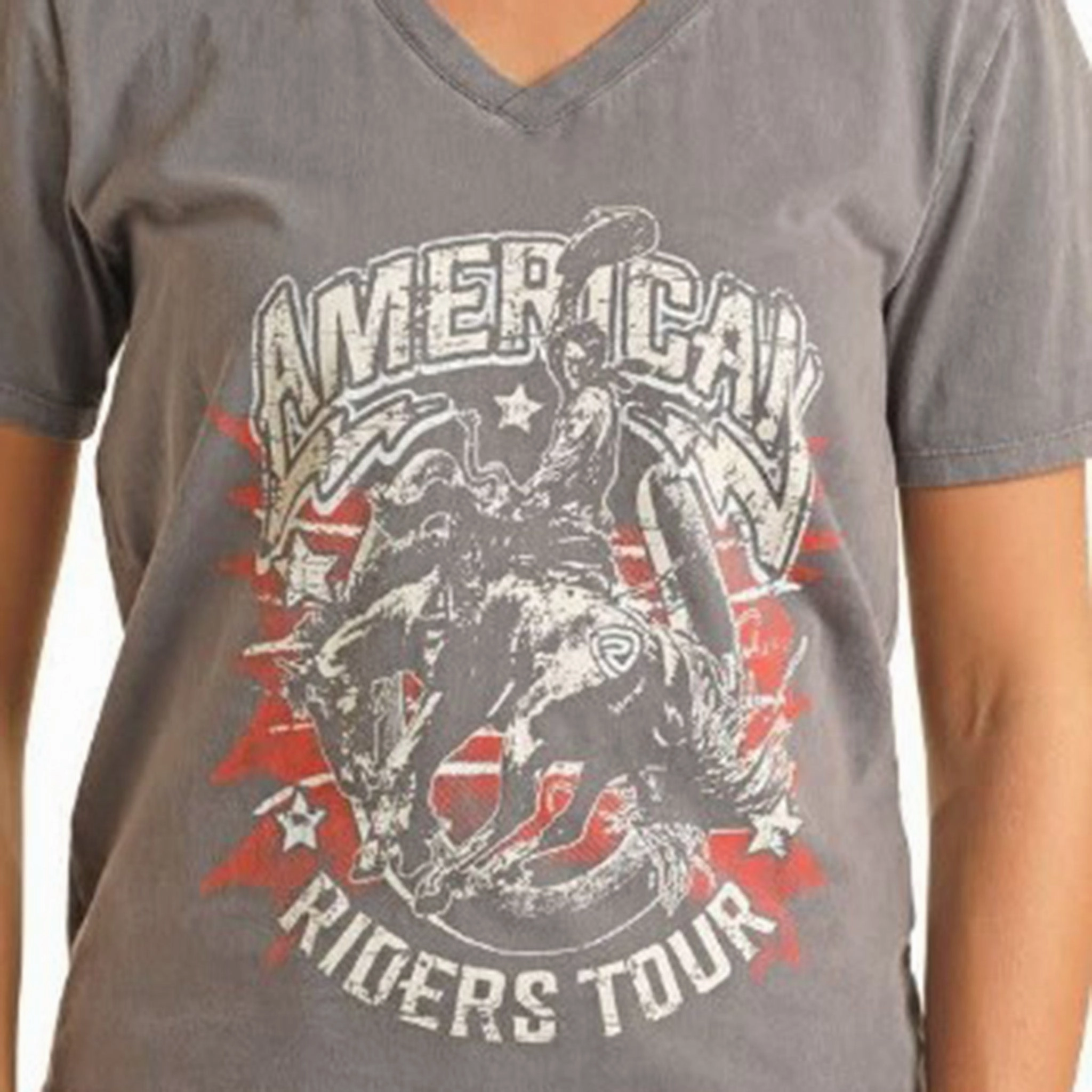 Heat Regulating Fabric Rock & Roll Women's American Bronc V-Neck