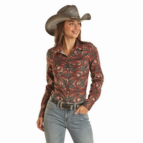 Rock & Roll Women's Aztec Print Shirt BreathableFabricTech Durable Stitching