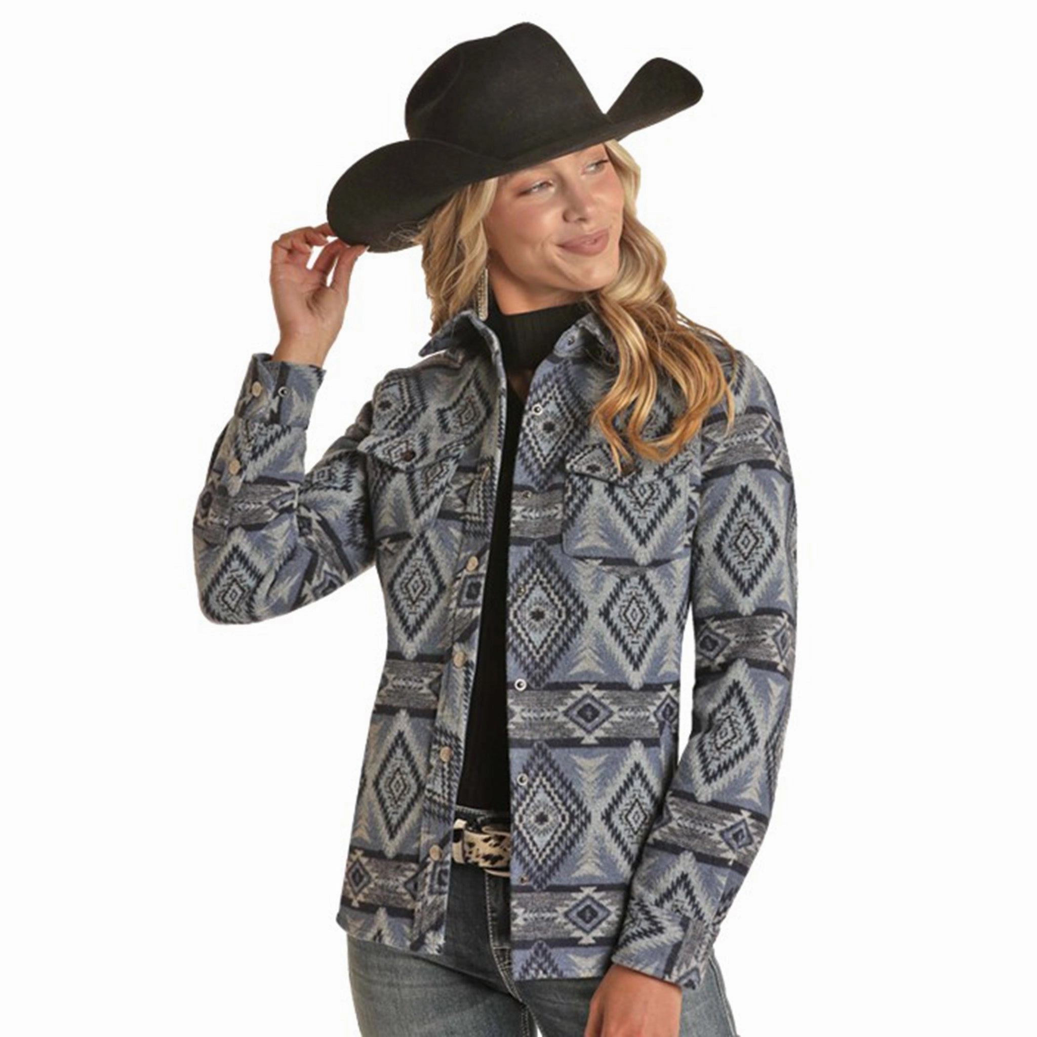 HighNeckDesign Rock & Roll Women's Aztec Wool Shacket