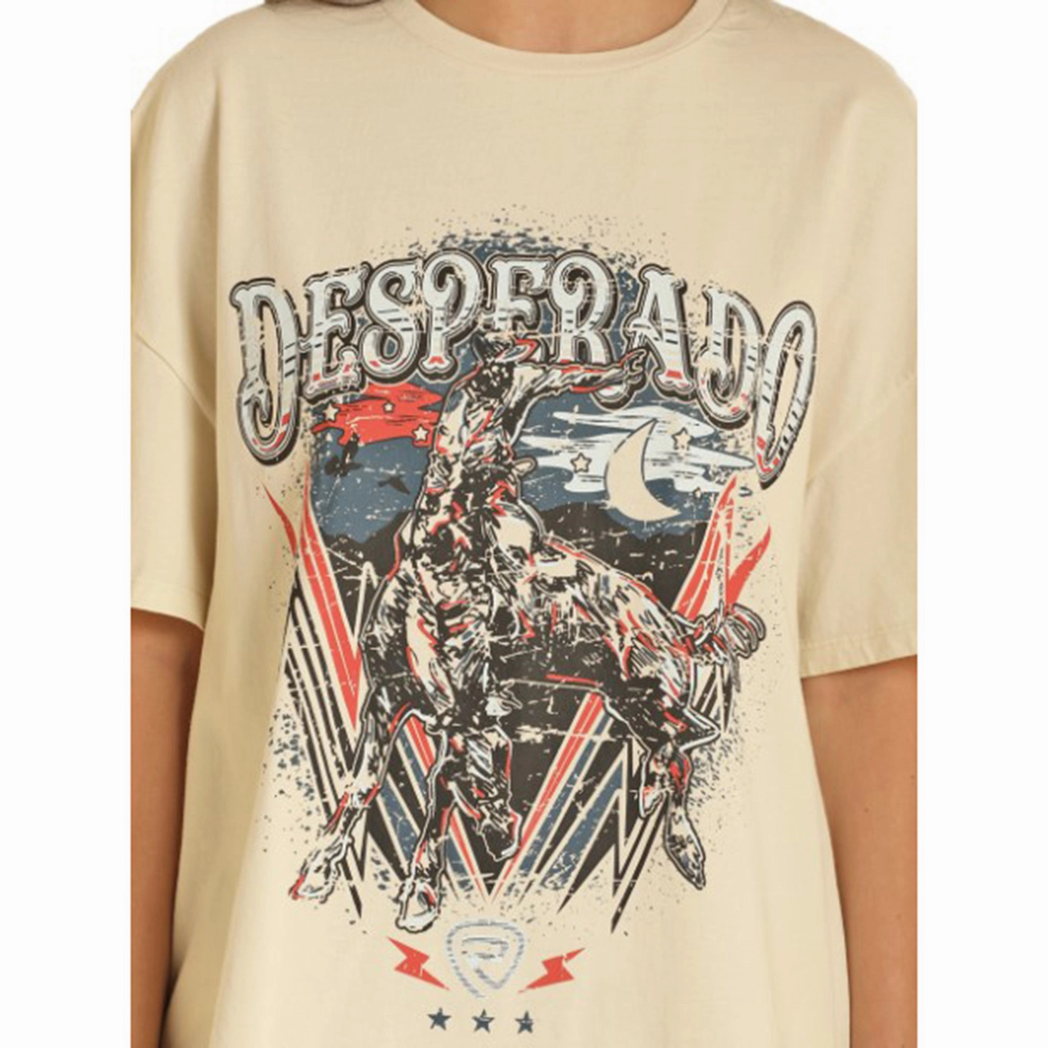 DoubleLayered Neckline Rock & Roll Women's Cream Desperado Tee