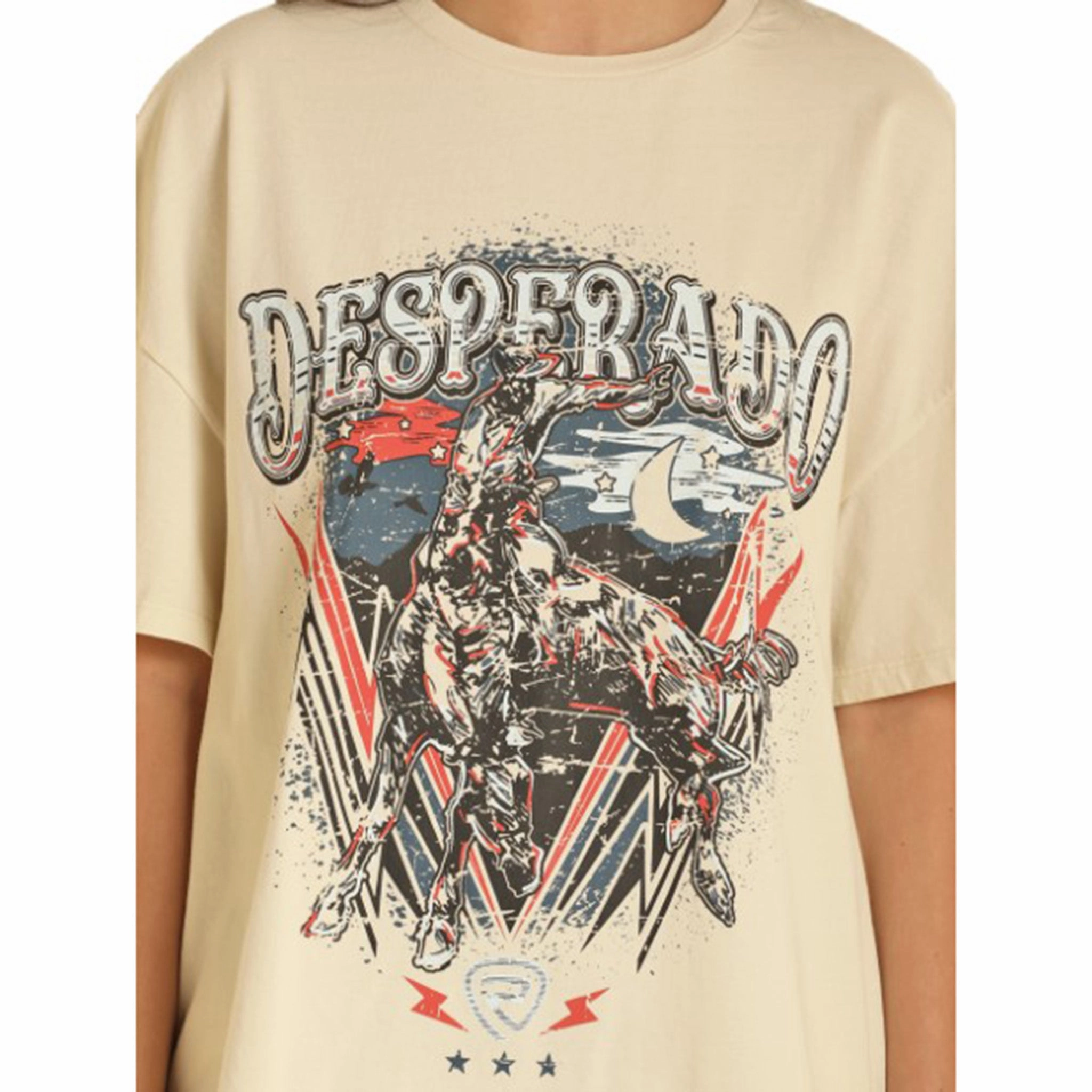 Breathable back panel Rock & Roll Women's Cream Desperado Tee
