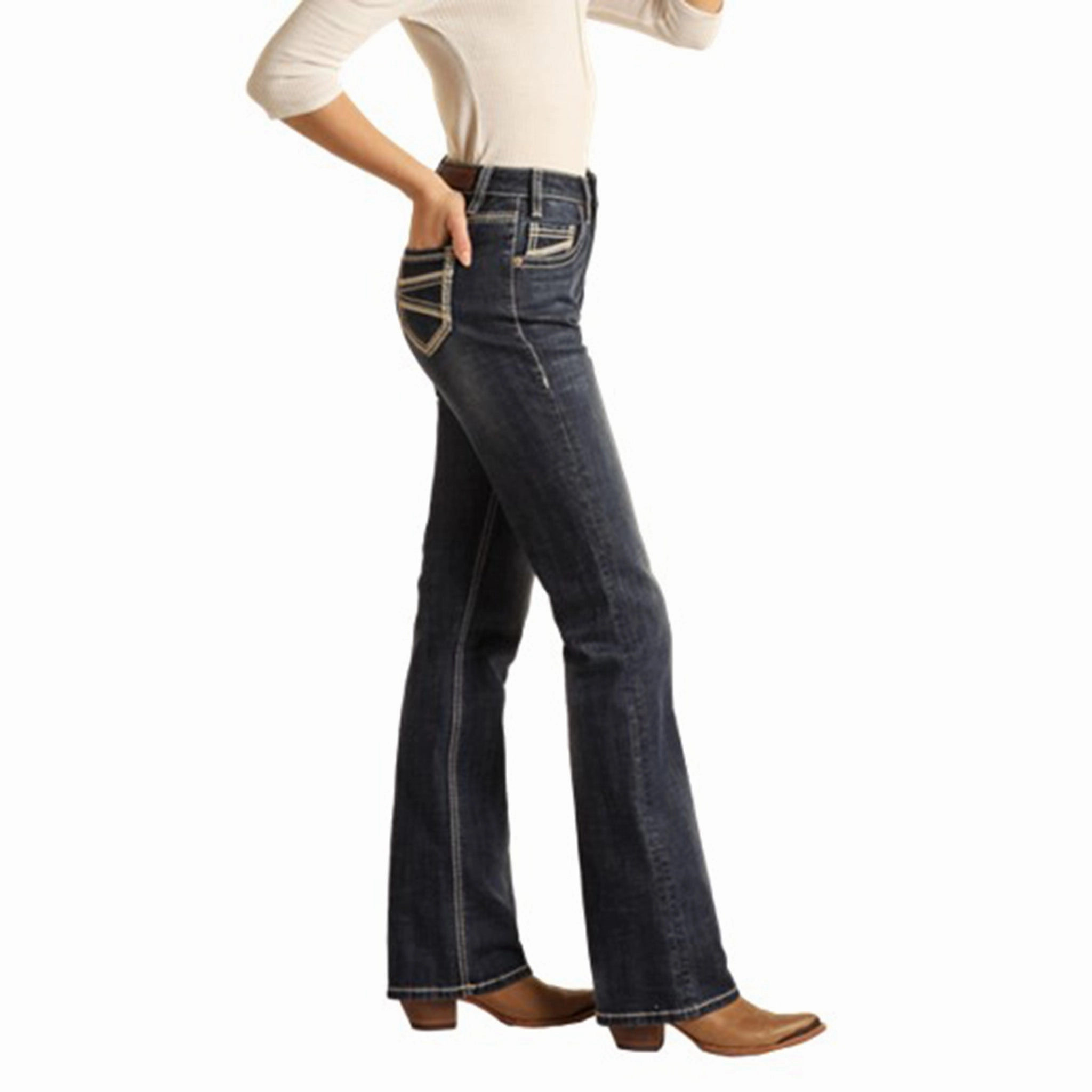 Daily Wear Nature Lover Rock & Roll Women's Dark Vintage High Rise Bootcut Jeans