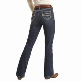 City Walk Casual Friday Rock & Roll Women's Dark Wash Rope Stitch Bootcut