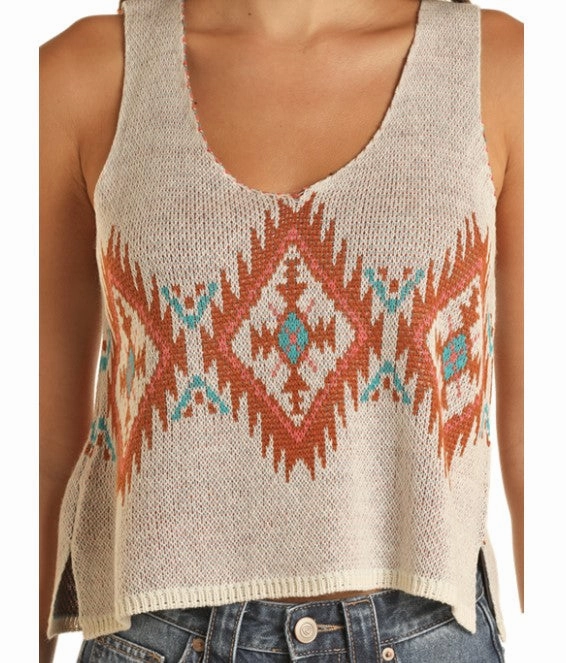 Rock & Roll Women's Natural Aztec Tank EcoFriendlyTexture
