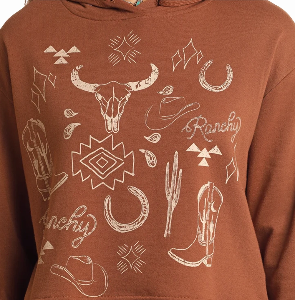 FourWayStretch Rock & Roll Women's Range Western Graphic Cropped Hoodie