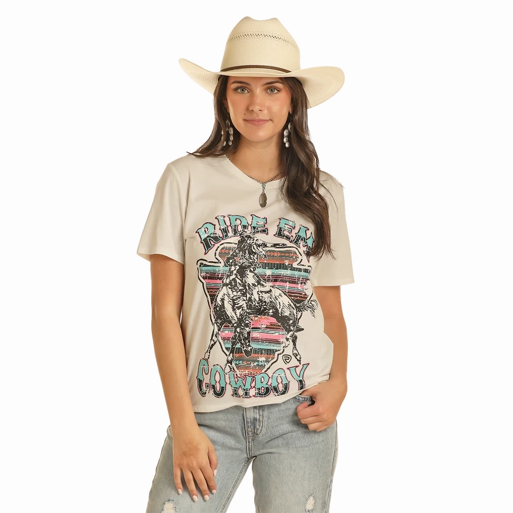 FrictionResistant Fabric Casual Tee Rock & Roll Women's Ride Em Cowboy Graphic Tee