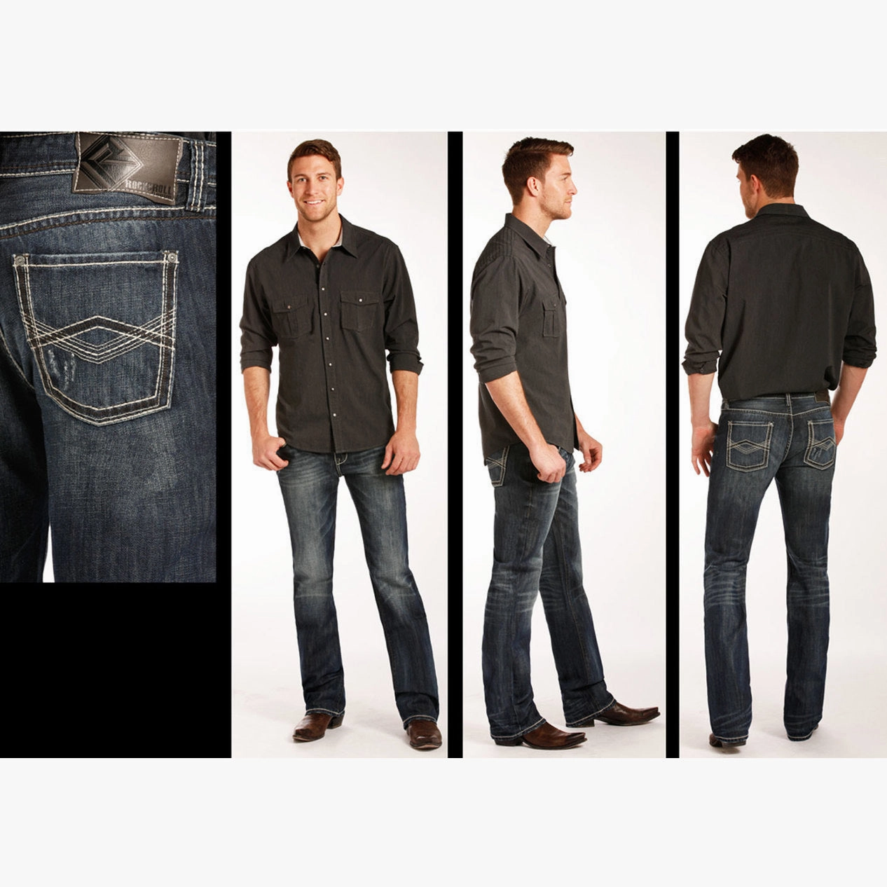 Rock and Roll Dark Was Zig Zag Pistol Jeans Athlete Fit High Quality fresh feel