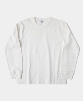 10.5 oz Cotton Loopwheel Tubular Long Sleeve T-Shirt - White Summer cool
