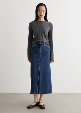 Edgy Look Rona Long Denim Skirt