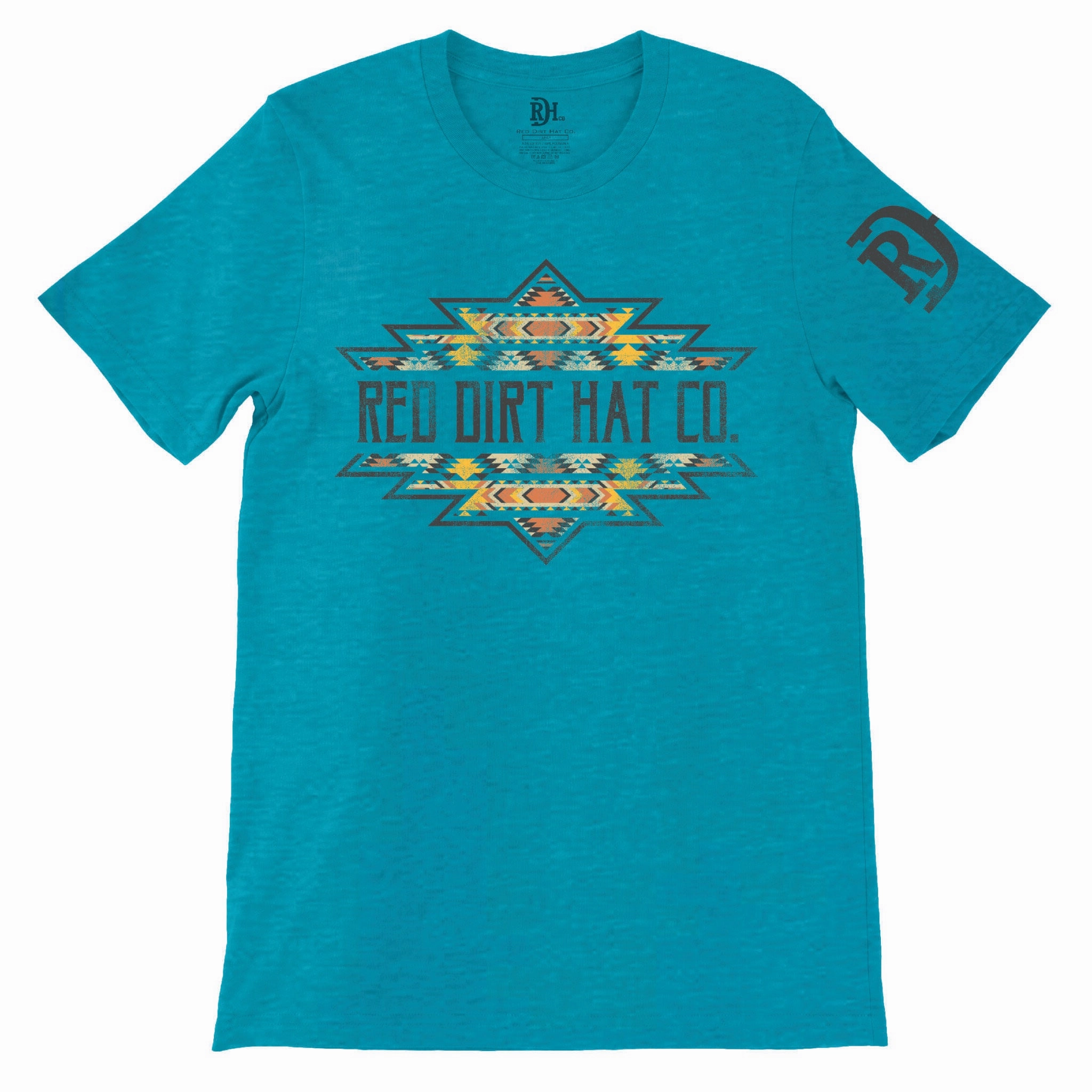 Timeless elegance Floral Motif Red Dirt Unisex Turquoise Aztec Logo Tee