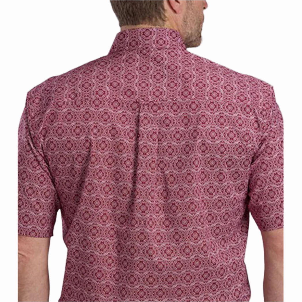 Chill Comfort Trendy Wear Roper Men's Geo Print Red Short Sleeve