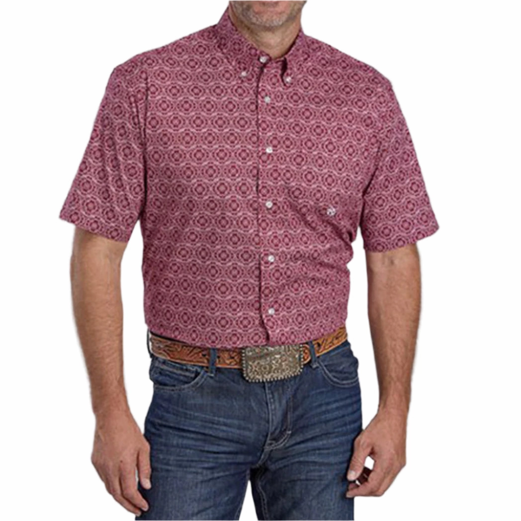 sporty wear Effortless Comfort Roper Men's Geo Print Red Short Sleeve