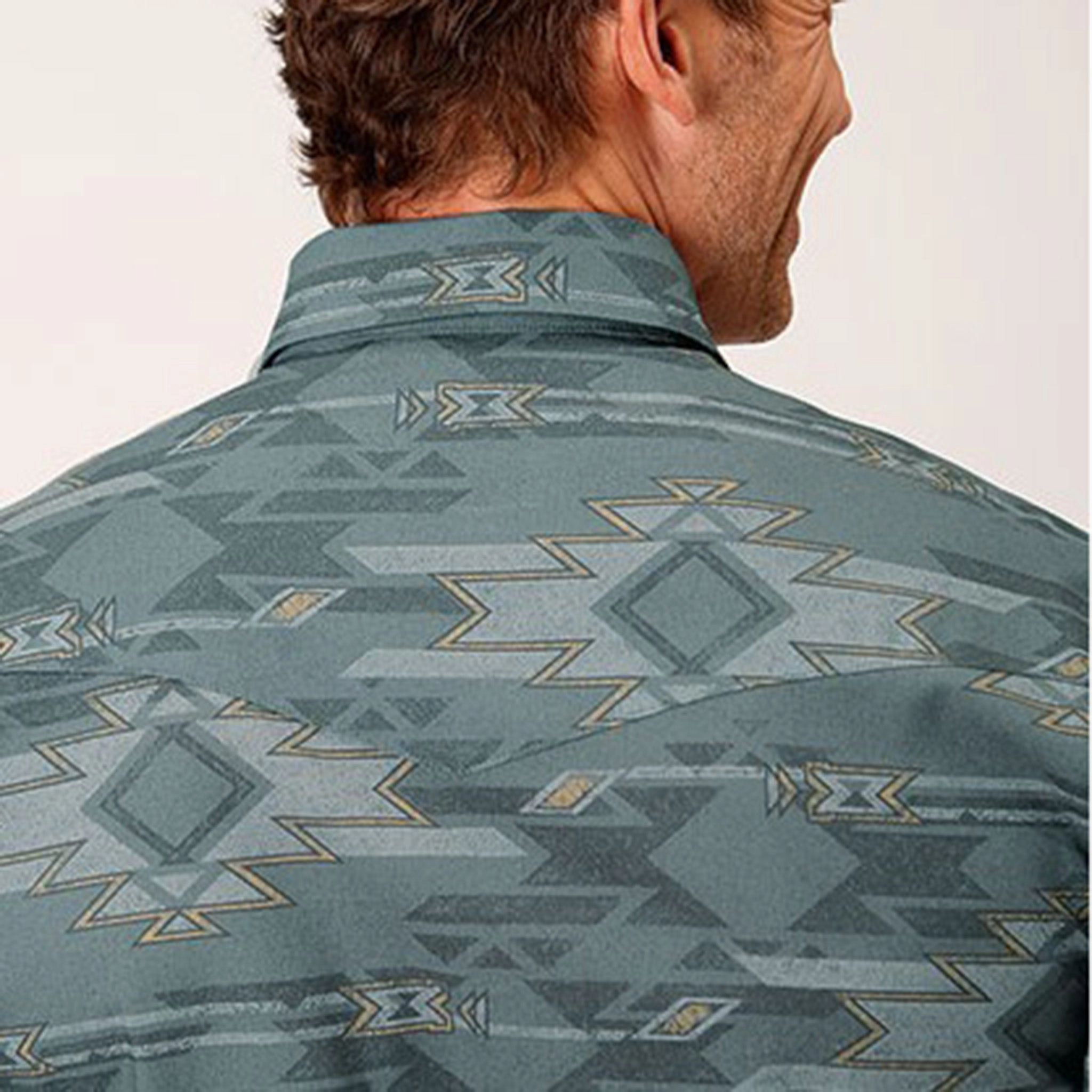 Roper Men's Gray Fog Aztec Shirt Vibrant Hue