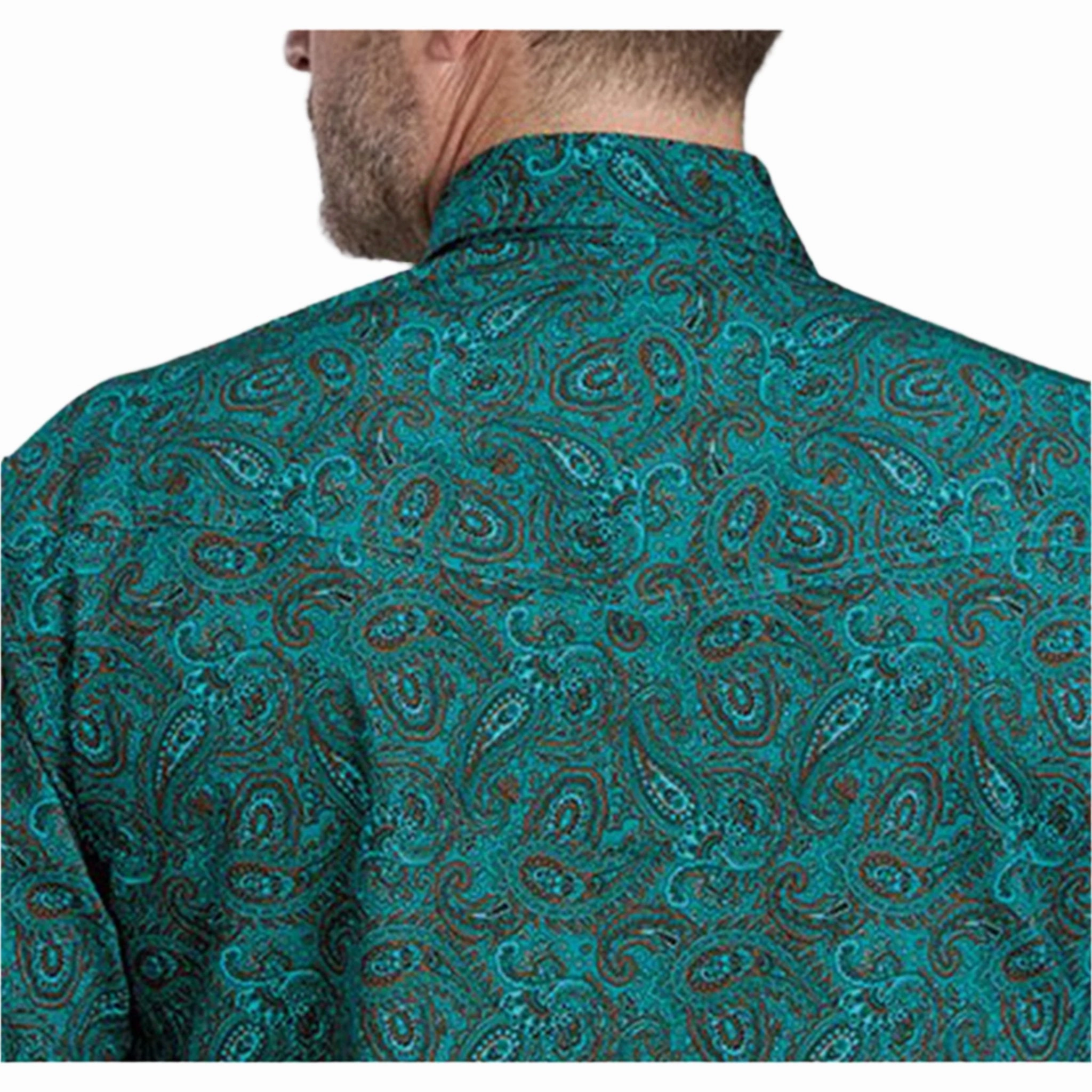 Twill Weave Roper Men's Green Paisley Long Sleeve
