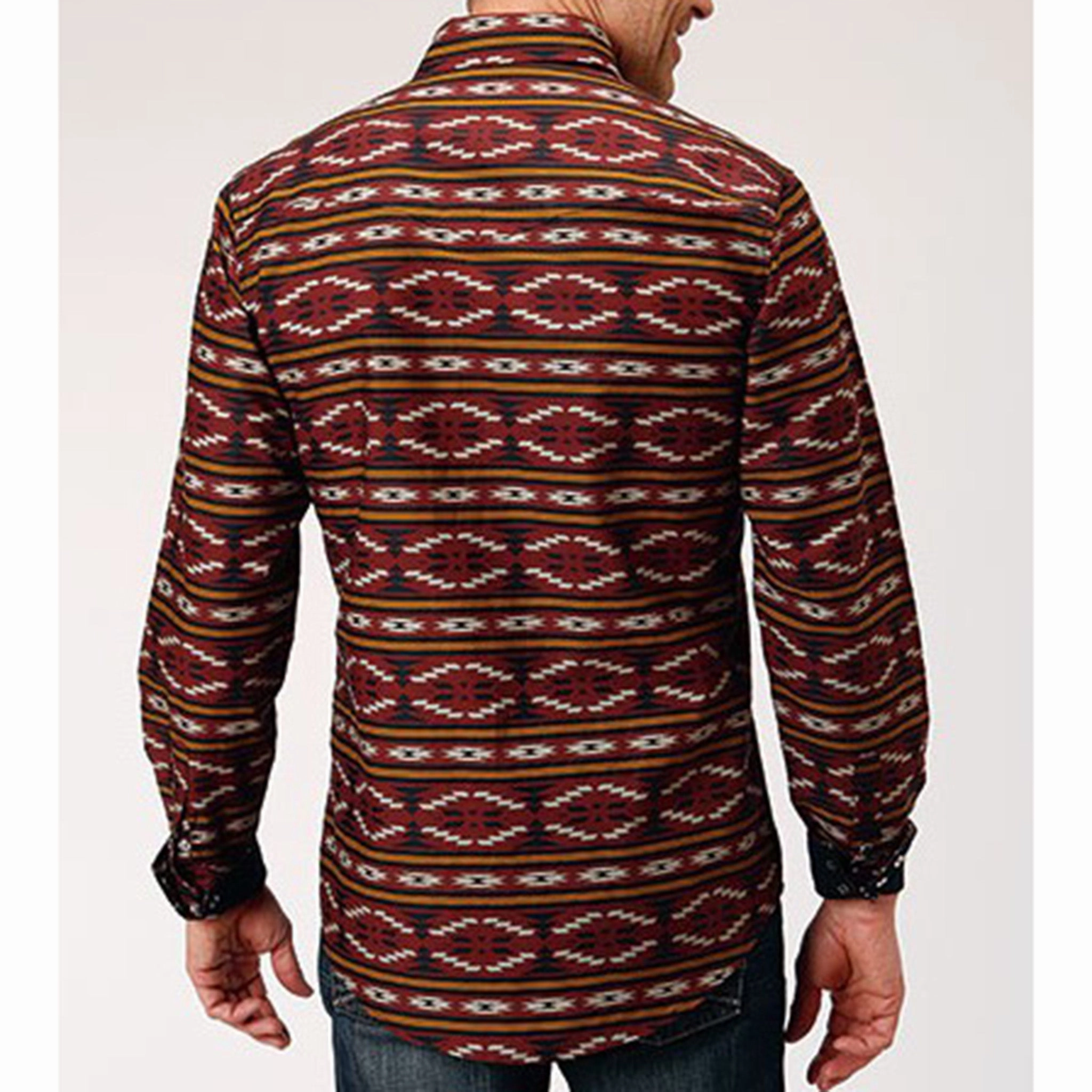 Roper Men's Red Aztec Print Shirt Moisture Management Tech