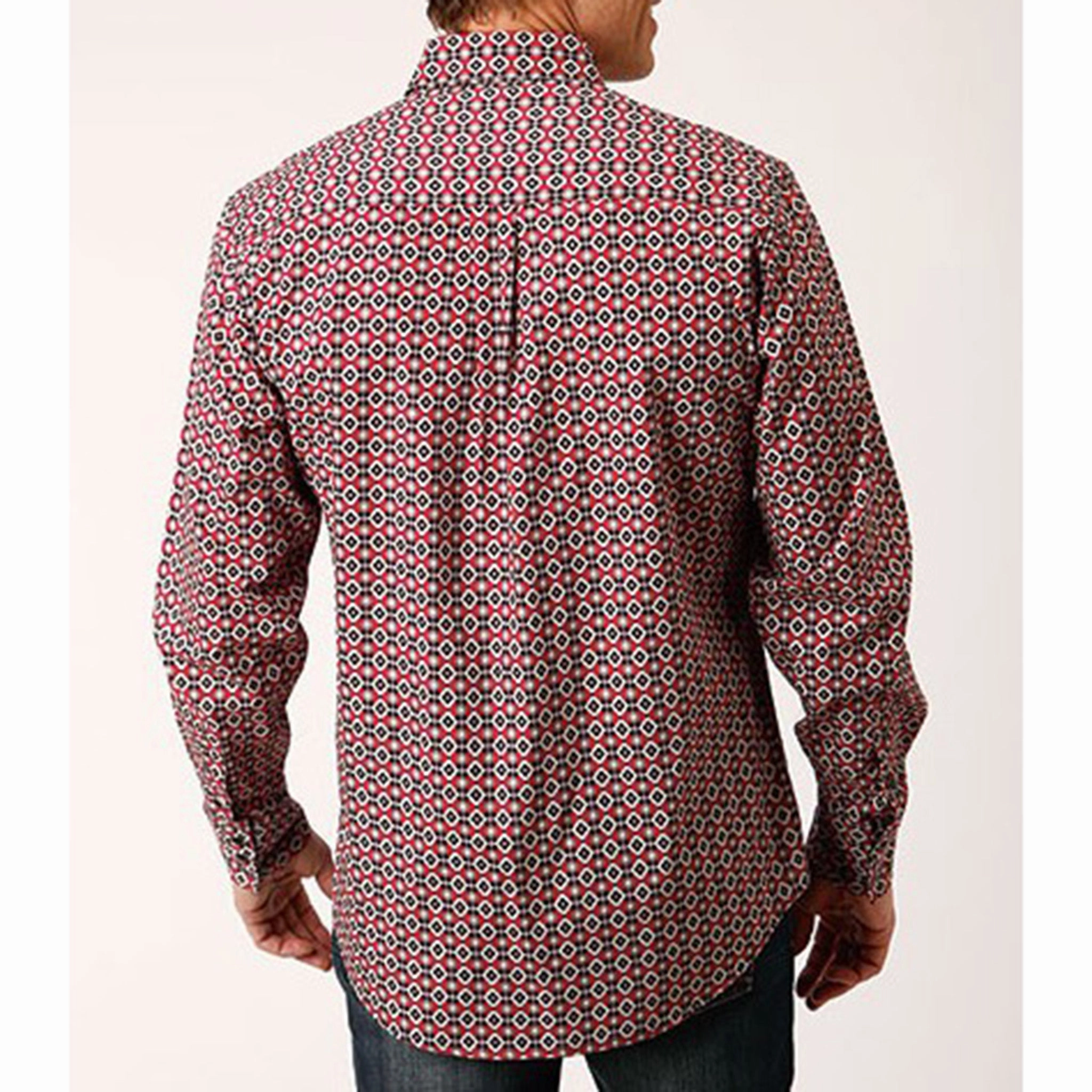 Daytime Look Indoor Comfort Roper Men's Red Diamond Print Shirt