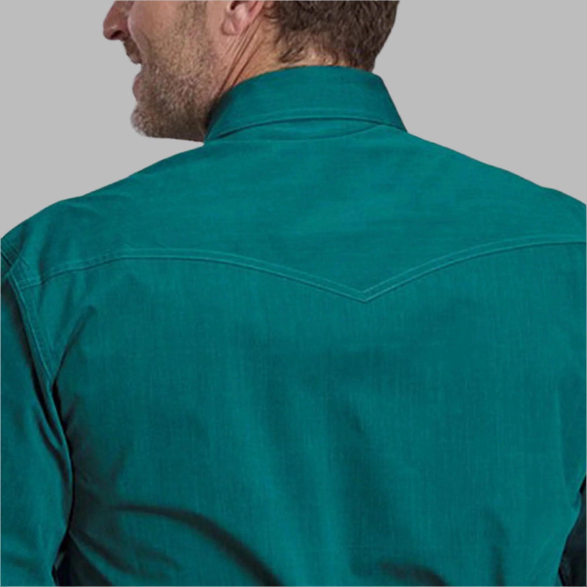 High-Quality Fabric Workwear Approved Roper Men's Solid Teal Poplin Shirt