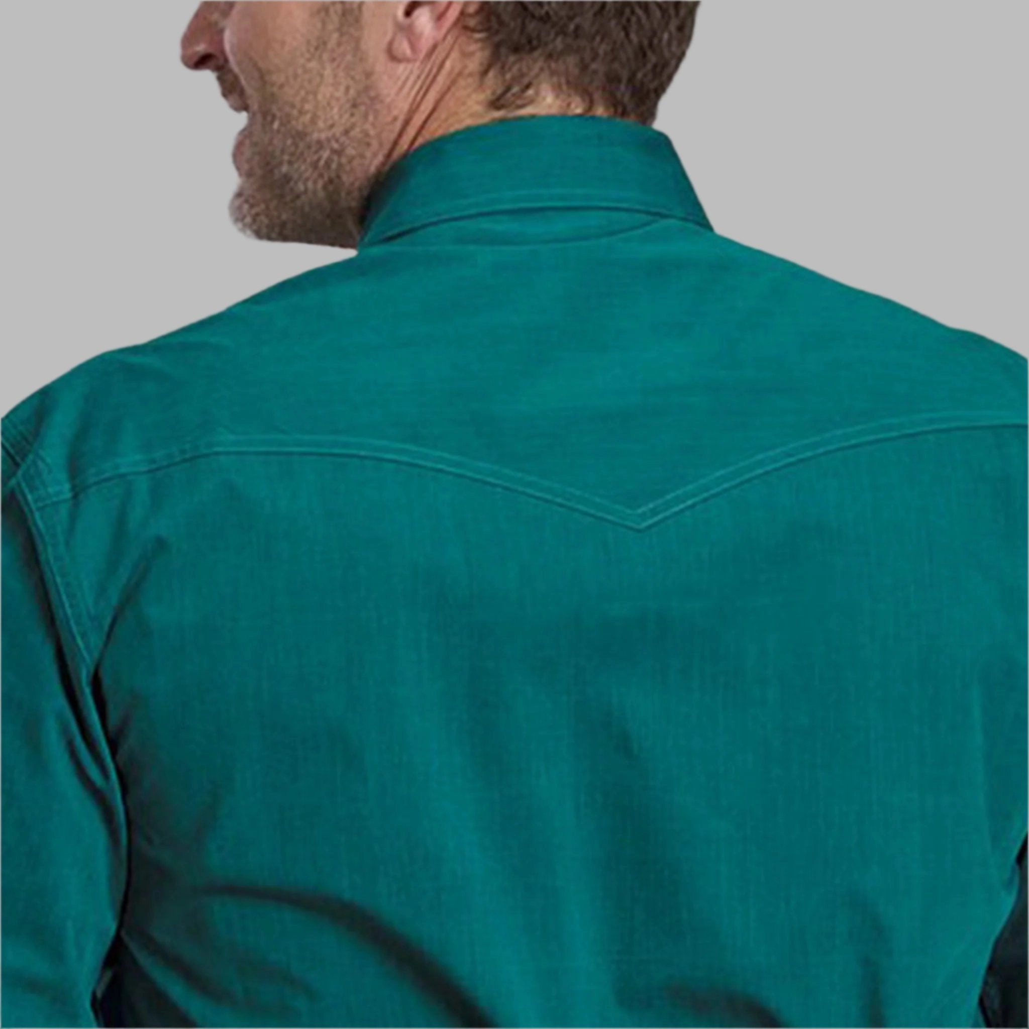 Anti Pilling Surface Roper Men's Solid Teal Poplin Shirt