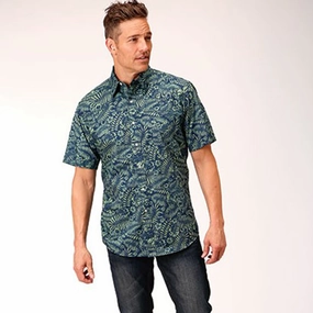 Sophisticated Look Moisture Wicking Layer Roper Men's Tropical Print Shirt