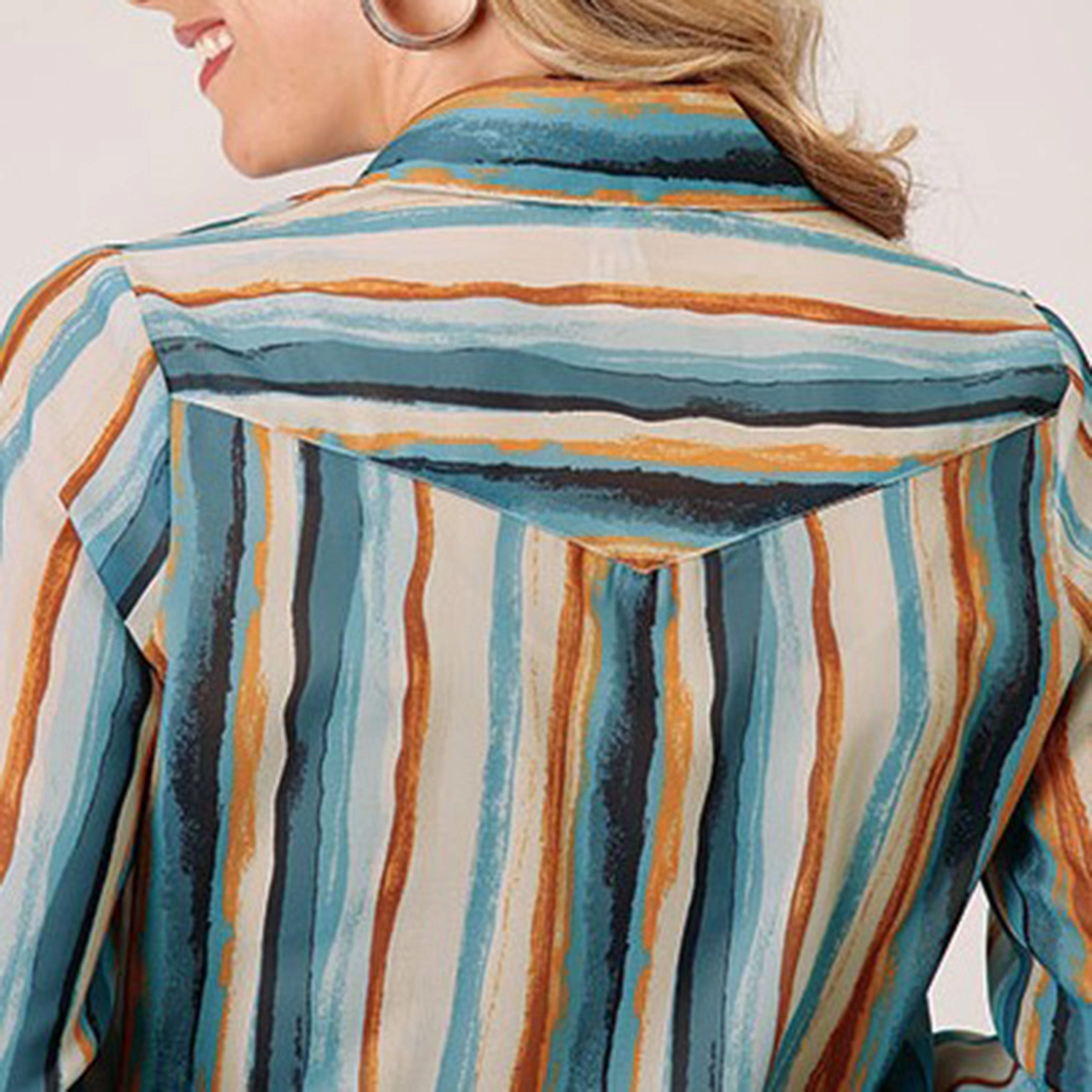 Roper Women's Multi Stripe Shirt Hypoallergenic Fiber VentilatedMeshPaneling