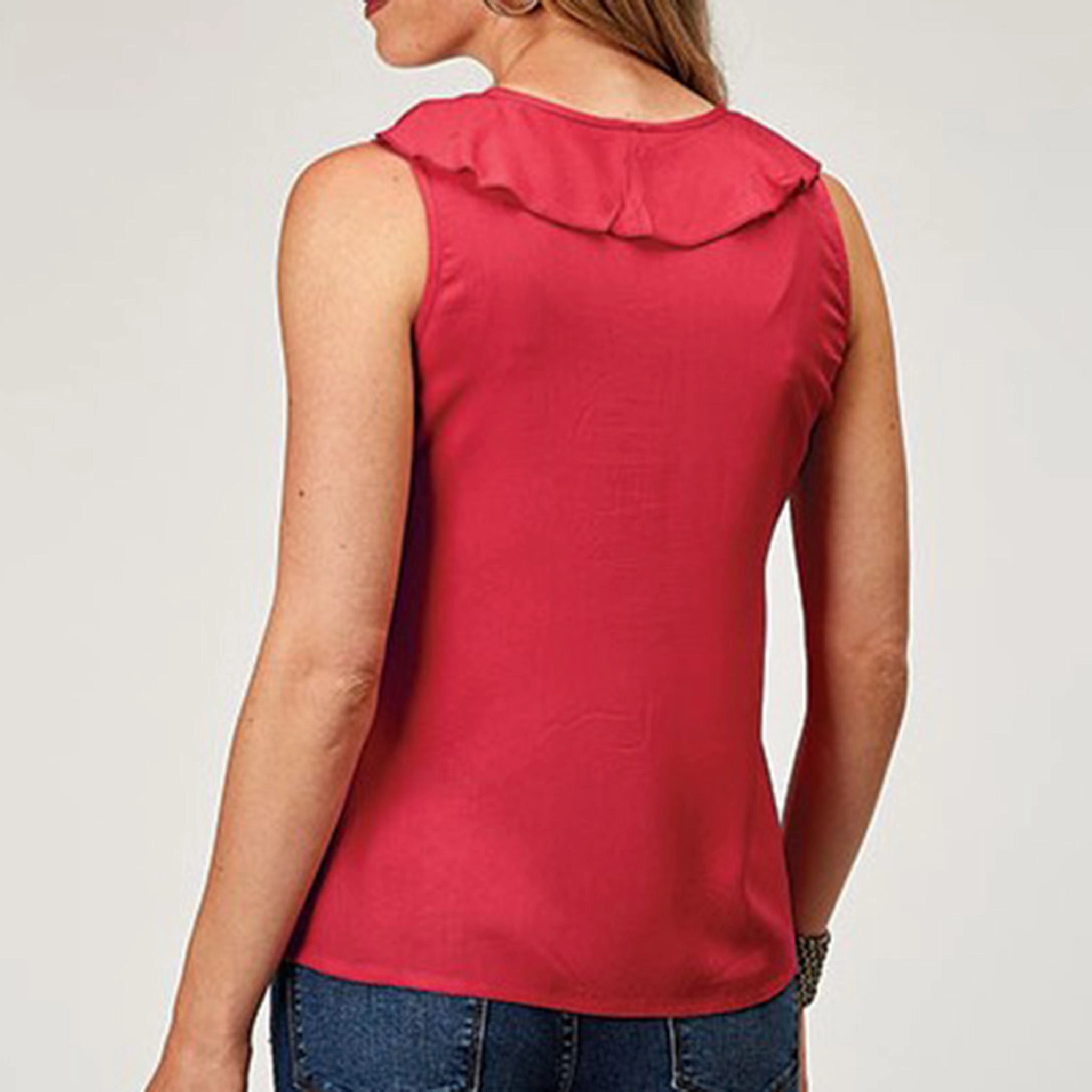 SheerLayering Roper Women's Red Sleeveless Blouse