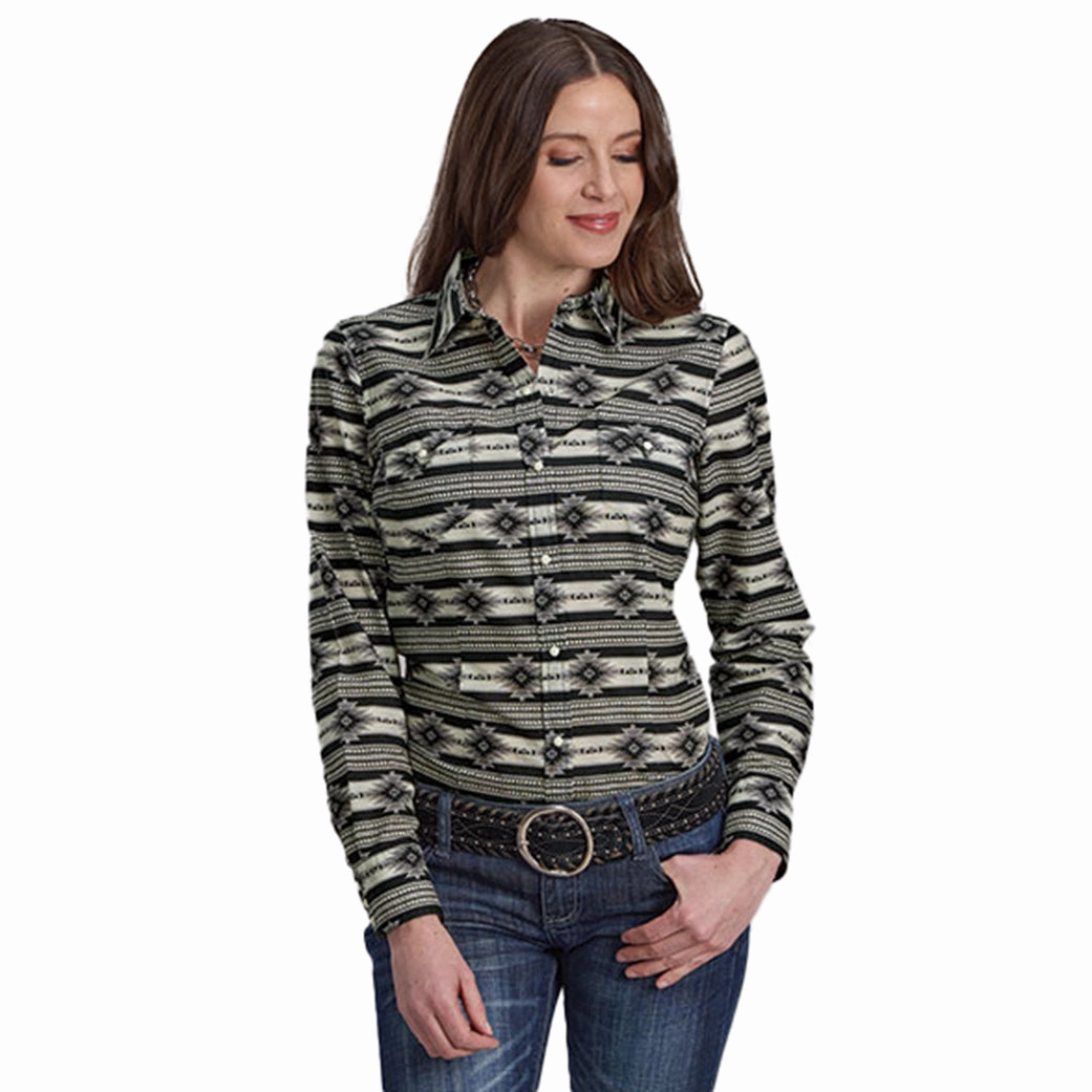 Roper Women's Santa Fe Aztec Long Sleeve Button Down Biodegradable Fiber