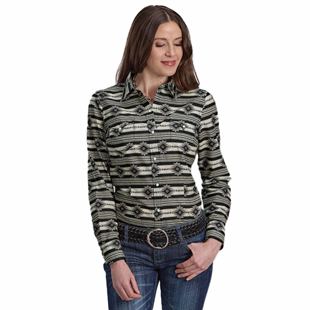 Roper Women's Santa Fe Aztec Long Sleeve Button Down ReinforcedShoulders Soft touch finish
