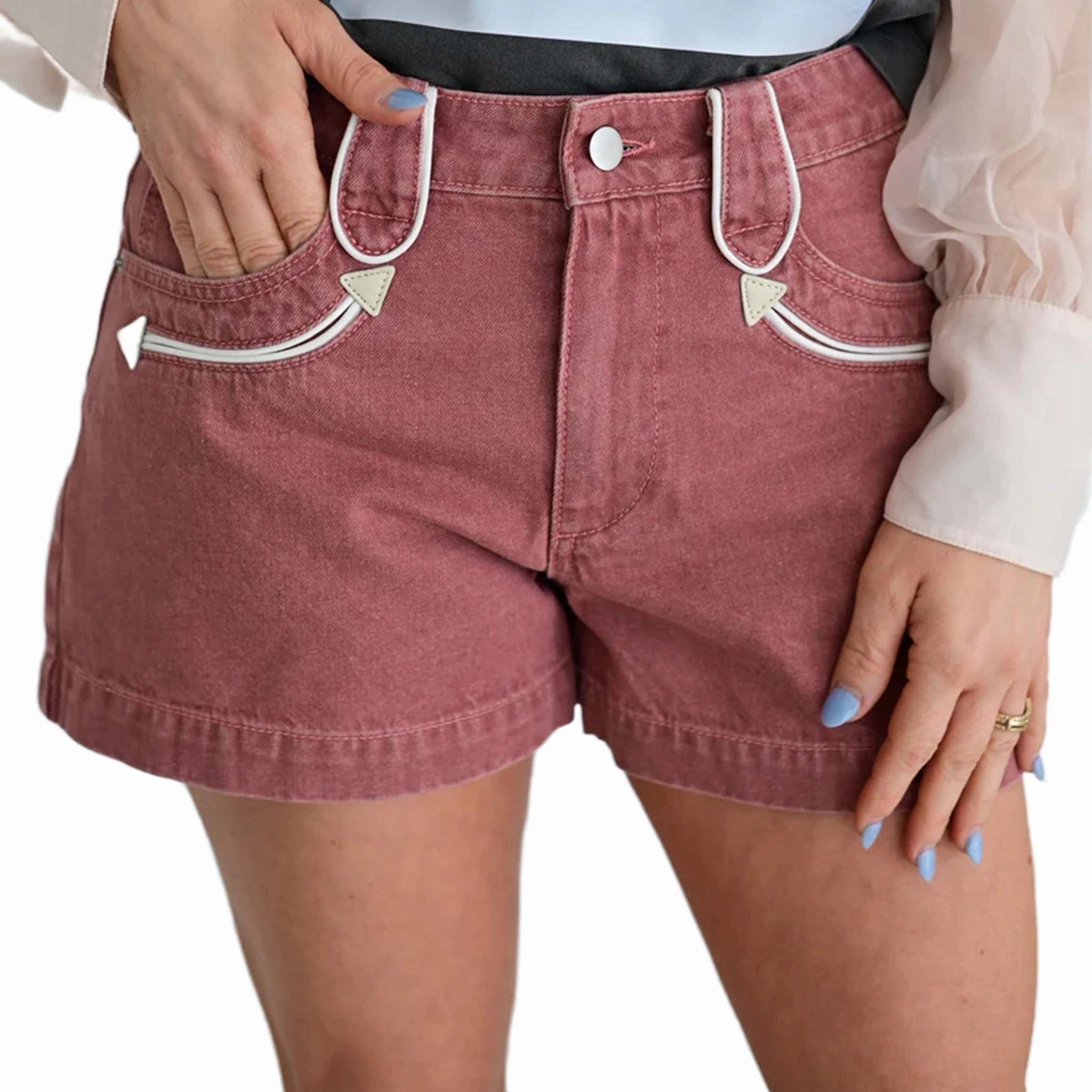 Rose Yoke Denim Shorts Holiday Vibes High Quality