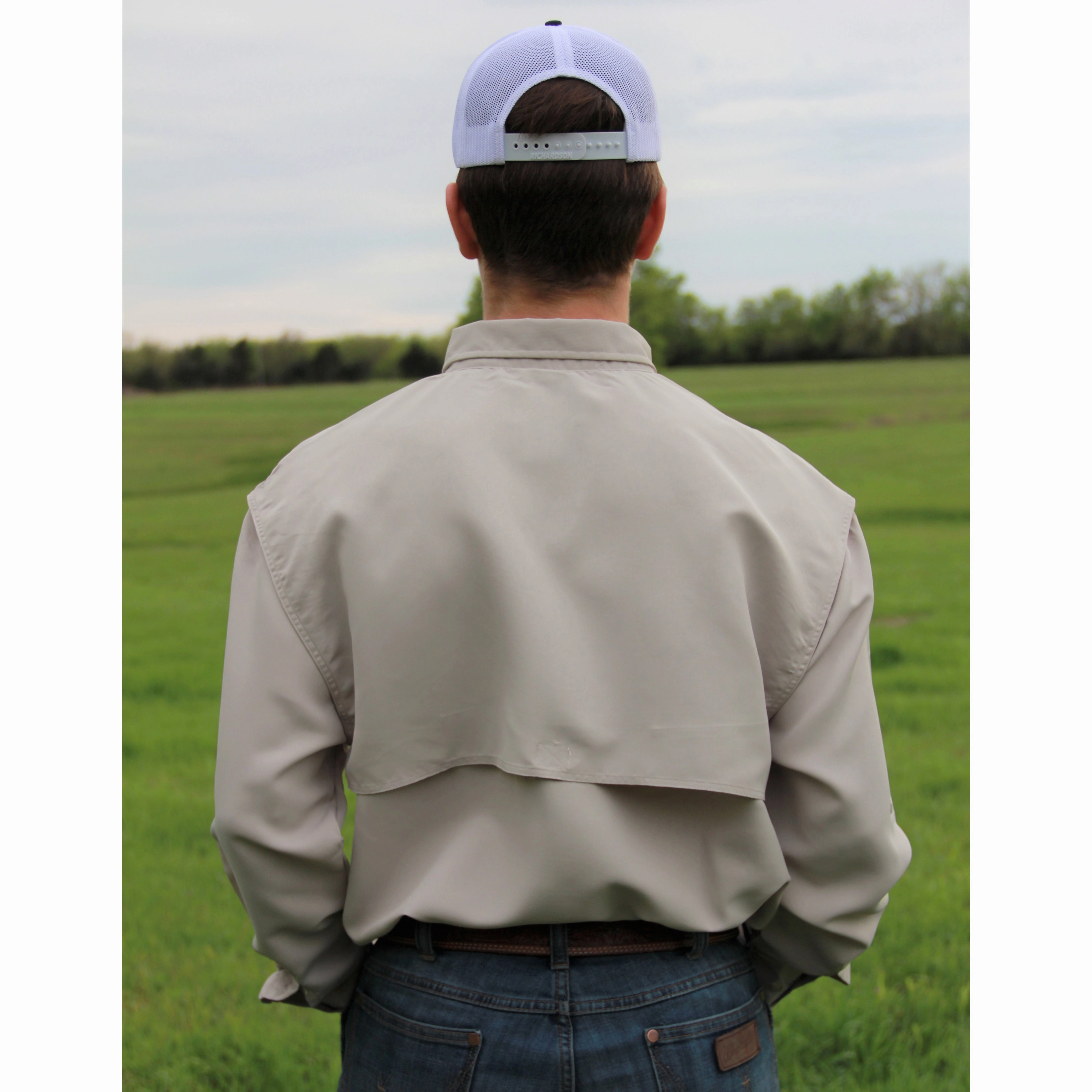 Practical Choice Sheer Panel Stillwater Men's Stone Long Sleeve Fishing Shirt