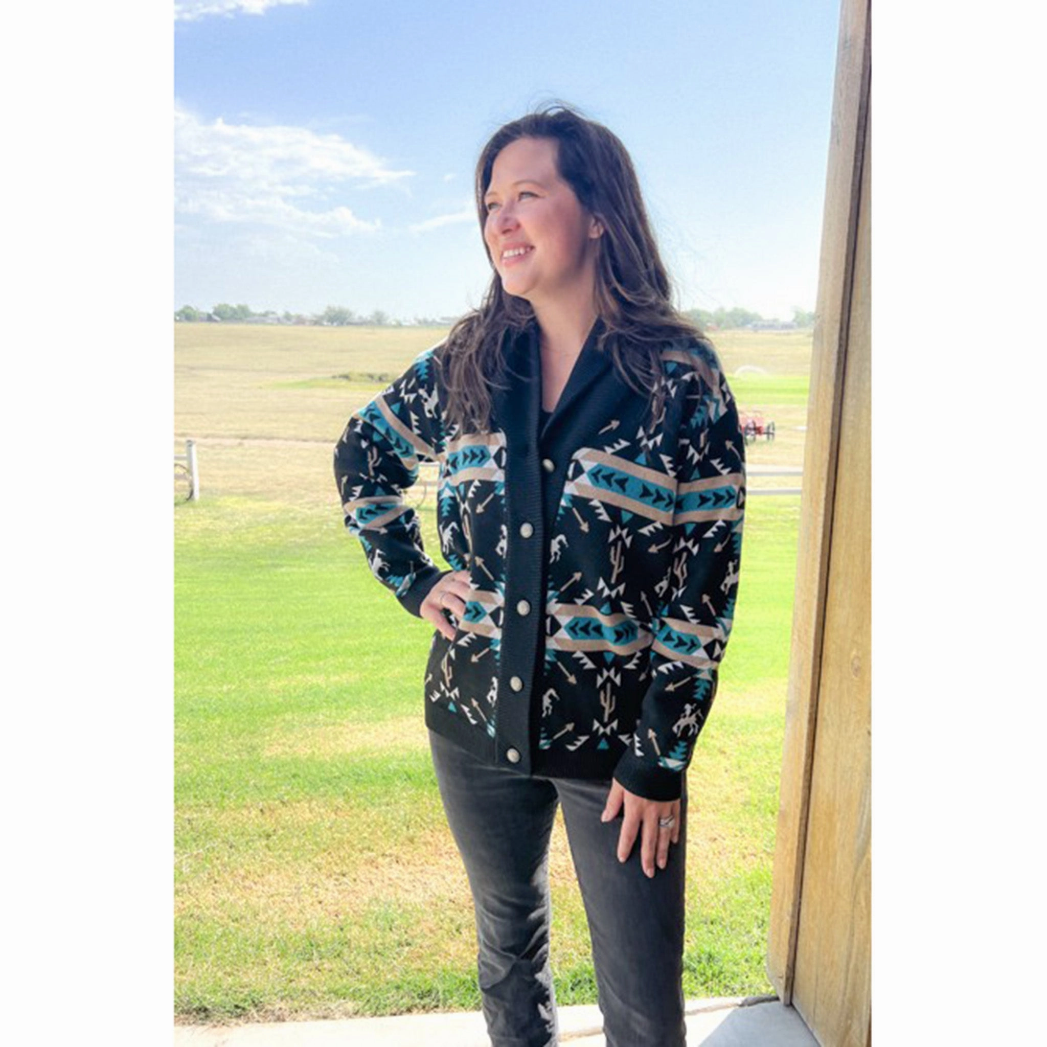 Rowdy Crowd Aztec Cardigan Casual Staple