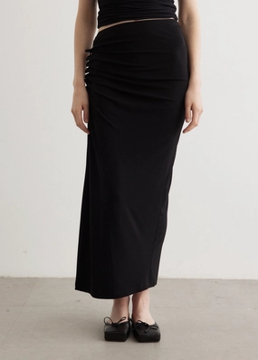 Light Motion Rolled Hem Ruch Detailed Skirt