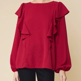 UVProtective Coating Ruffle Detailed Long Sleeve Top
