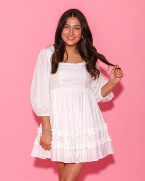 Work Ready Ruffle Square Neck Mini Dress